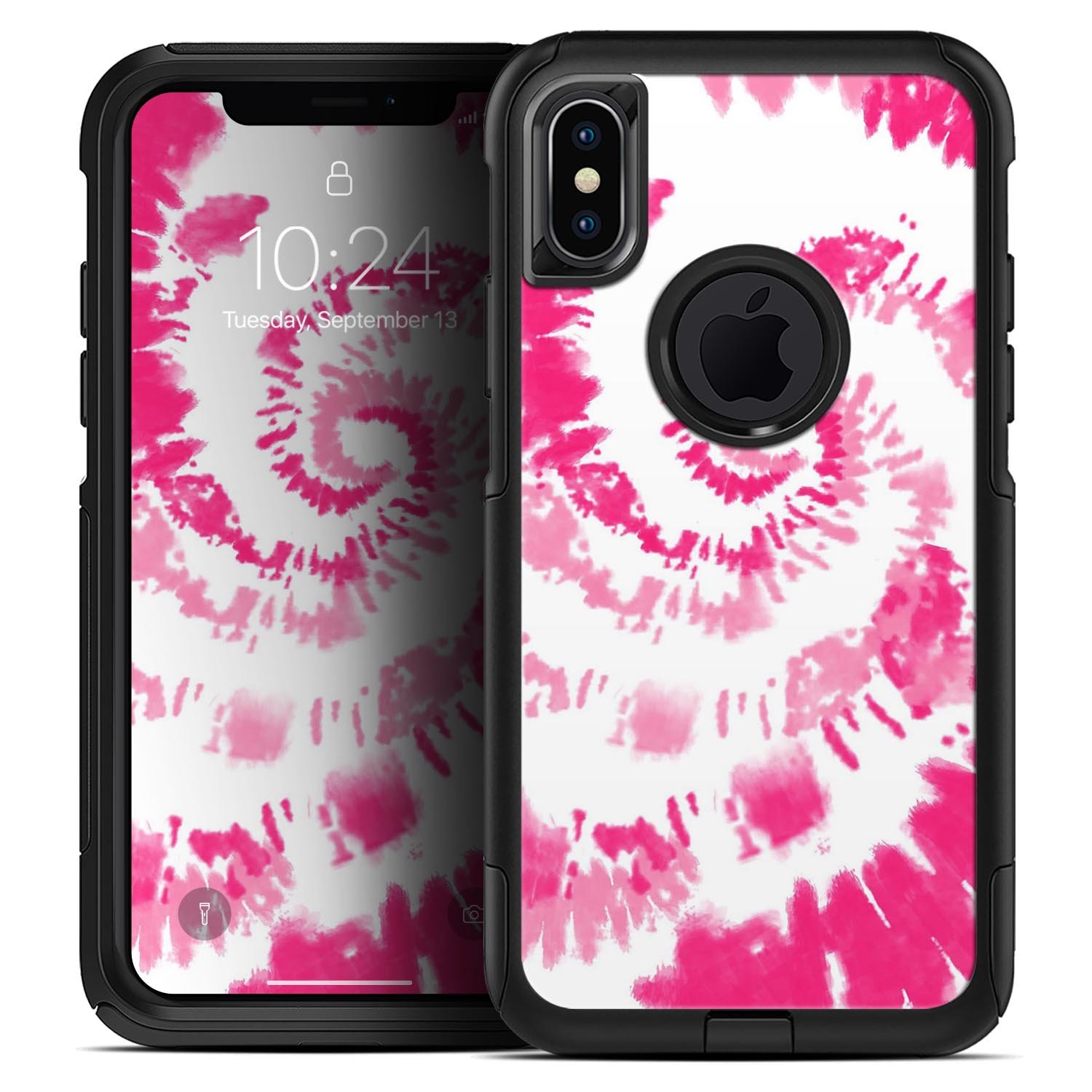 Spiral Tie Dye V6 Skin Kit for iPhone OtterBox Cases featuring vibrant colors and a stylish design.