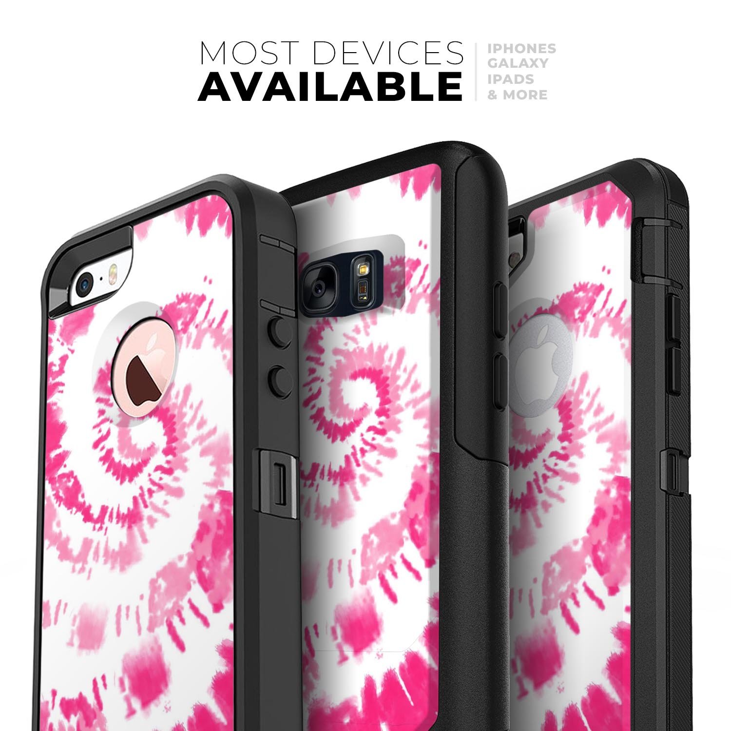 Spiral Tie Dye V6 Skin Kit for iPhone OtterBox Cases featuring vibrant colors and a stylish design.