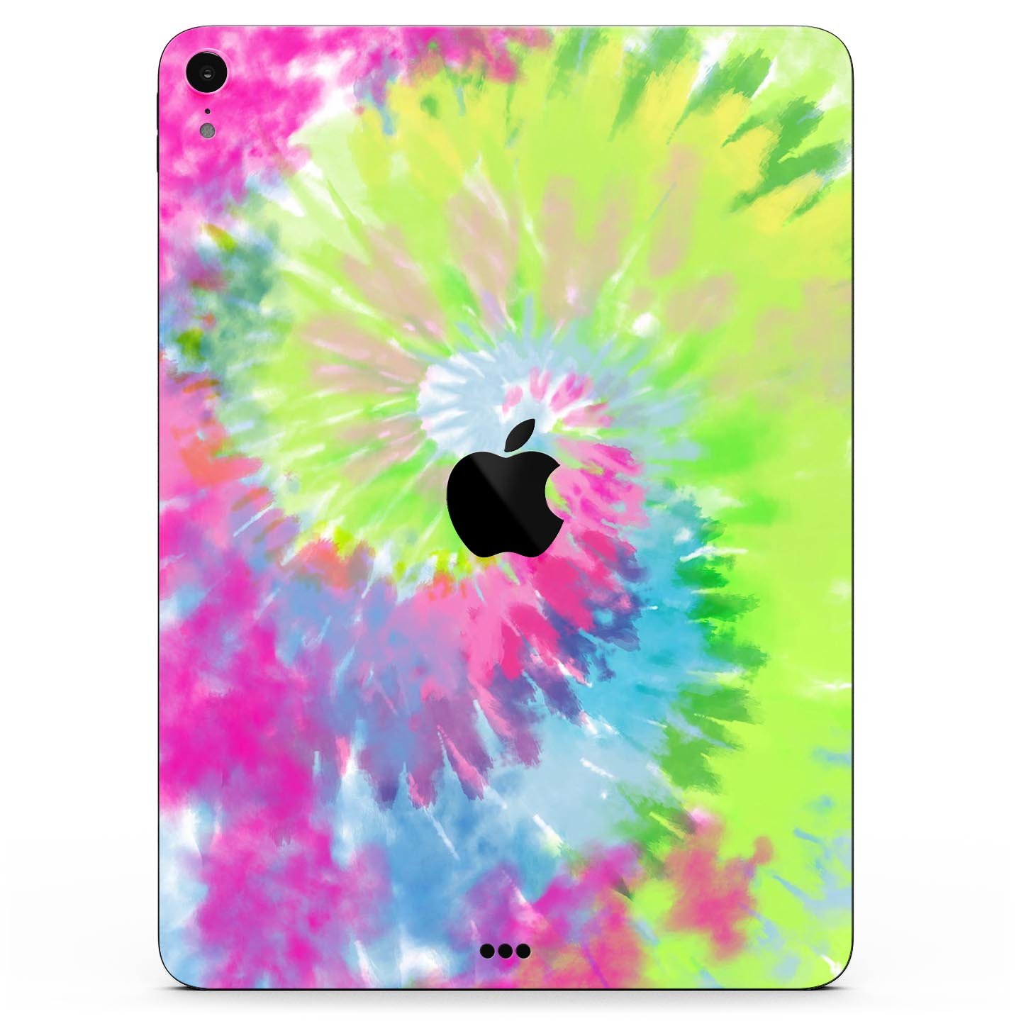 Spiral Tie Dye V7 skin decal for Apple iPad Pro 12.9", showcasing vibrant colors and a sleek design.