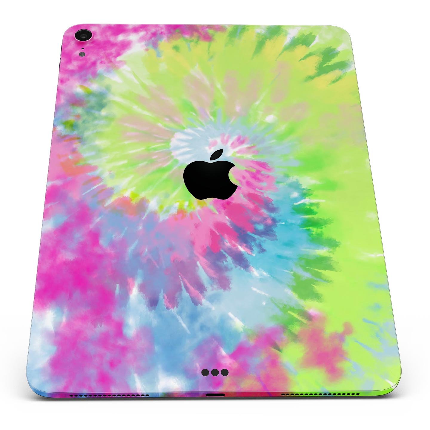 Spiral Tie Dye V7 skin decal for Apple iPad Pro 12.9", showcasing vibrant colors and a sleek design.