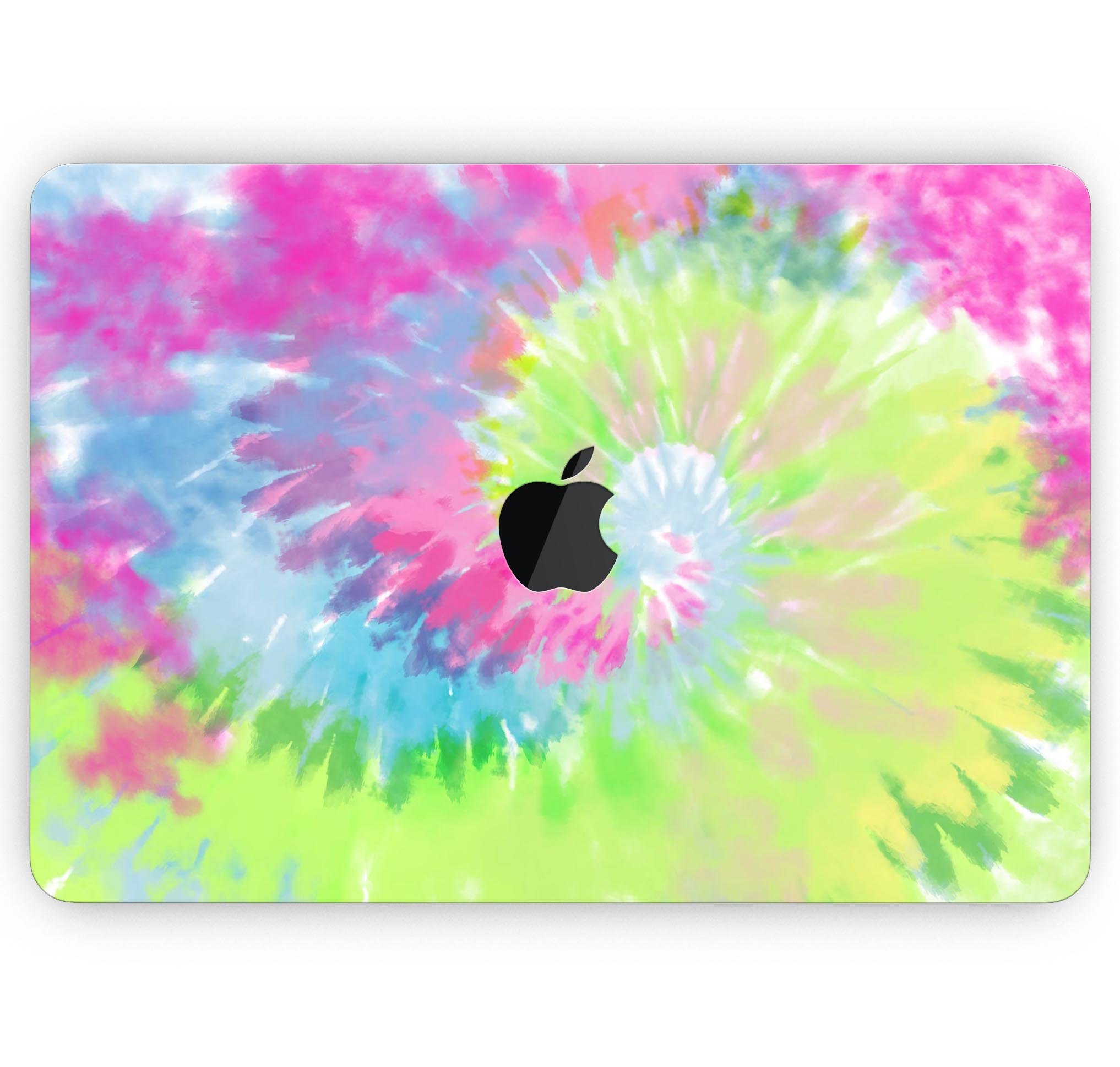 Spiral Tie Dye V7 skin decal wrap kit for Apple MacBook, showcasing vibrant colors and a sleek design.