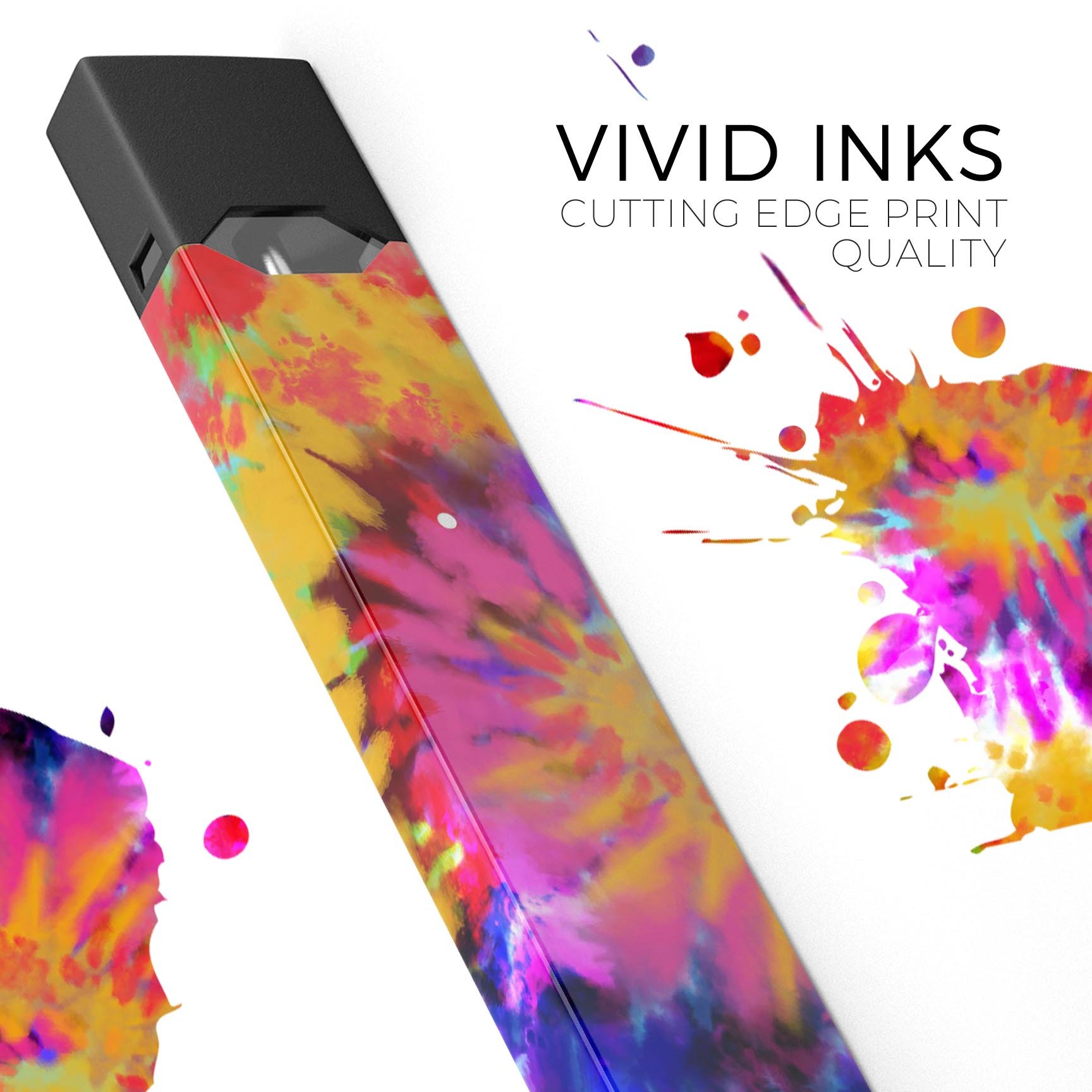 Spiral Tie Dye V8 premium skin-wrap sticker for JUUL device, featuring vibrant colors and a unique design.