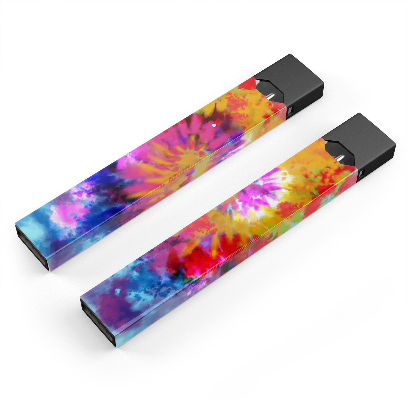 Spiral Tie Dye V8 premium skin-wrap sticker for JUUL device, featuring vibrant colors and a unique design.