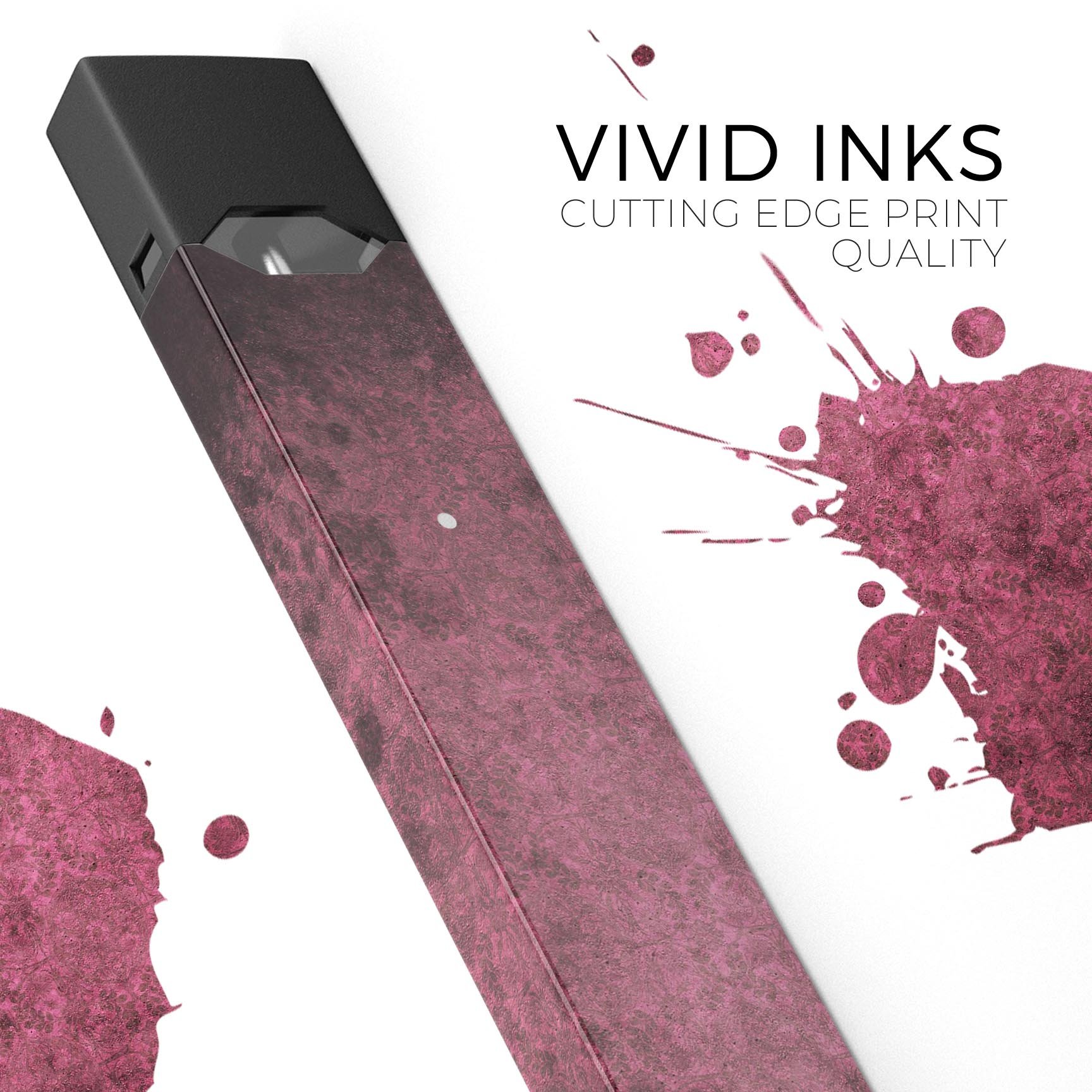 Splotched Maroon Pattern skin-wrap sticker designed for JUUL vaping device, showcasing vibrant colors and precise cut.