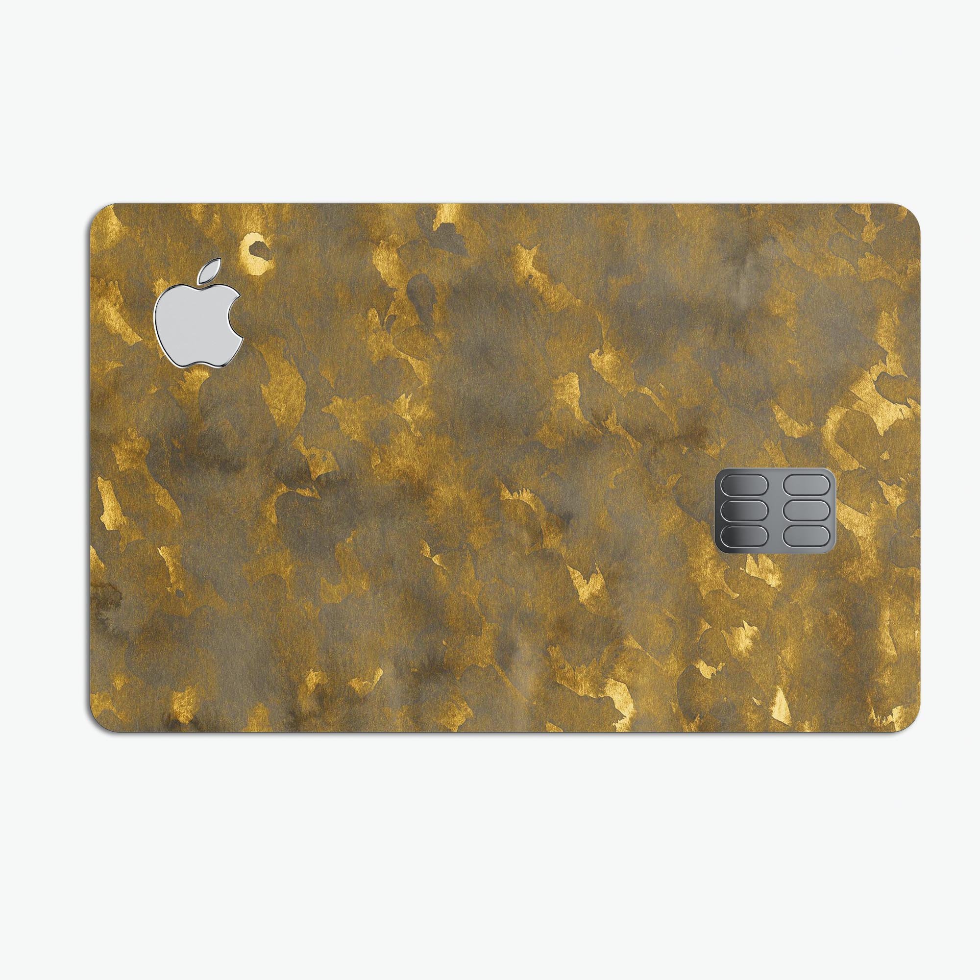 Sponge Gray and Gold Watercolor skin applied to an Apple Card, showcasing its stylish design and premium finish.