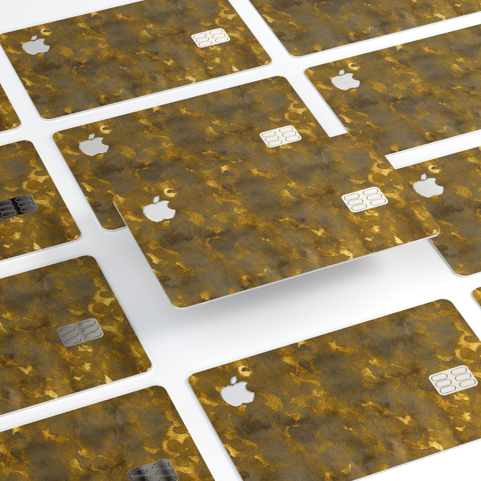 Sponge Gray and Gold Watercolor skin applied to an Apple Card, showcasing its stylish design and premium finish.