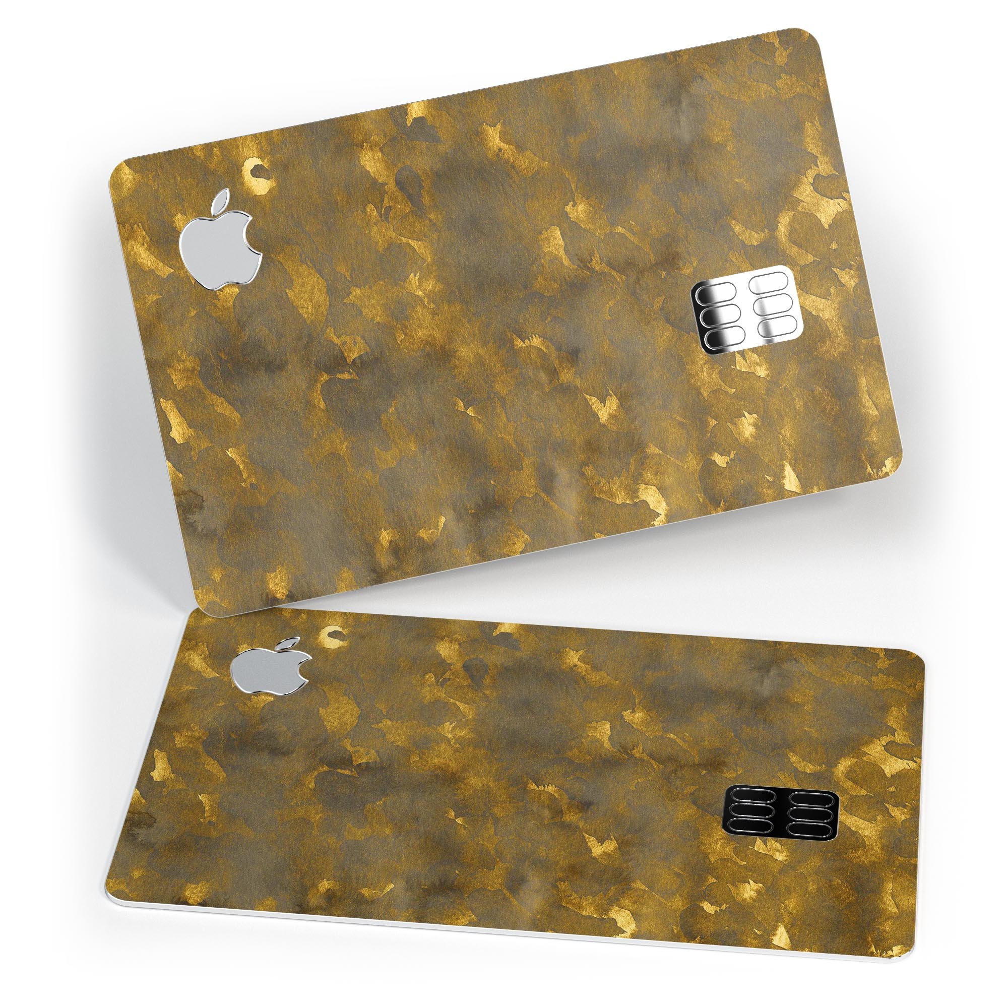 Sponge Gray and Gold Watercolor skin applied to an Apple Card, showcasing its stylish design and premium finish.