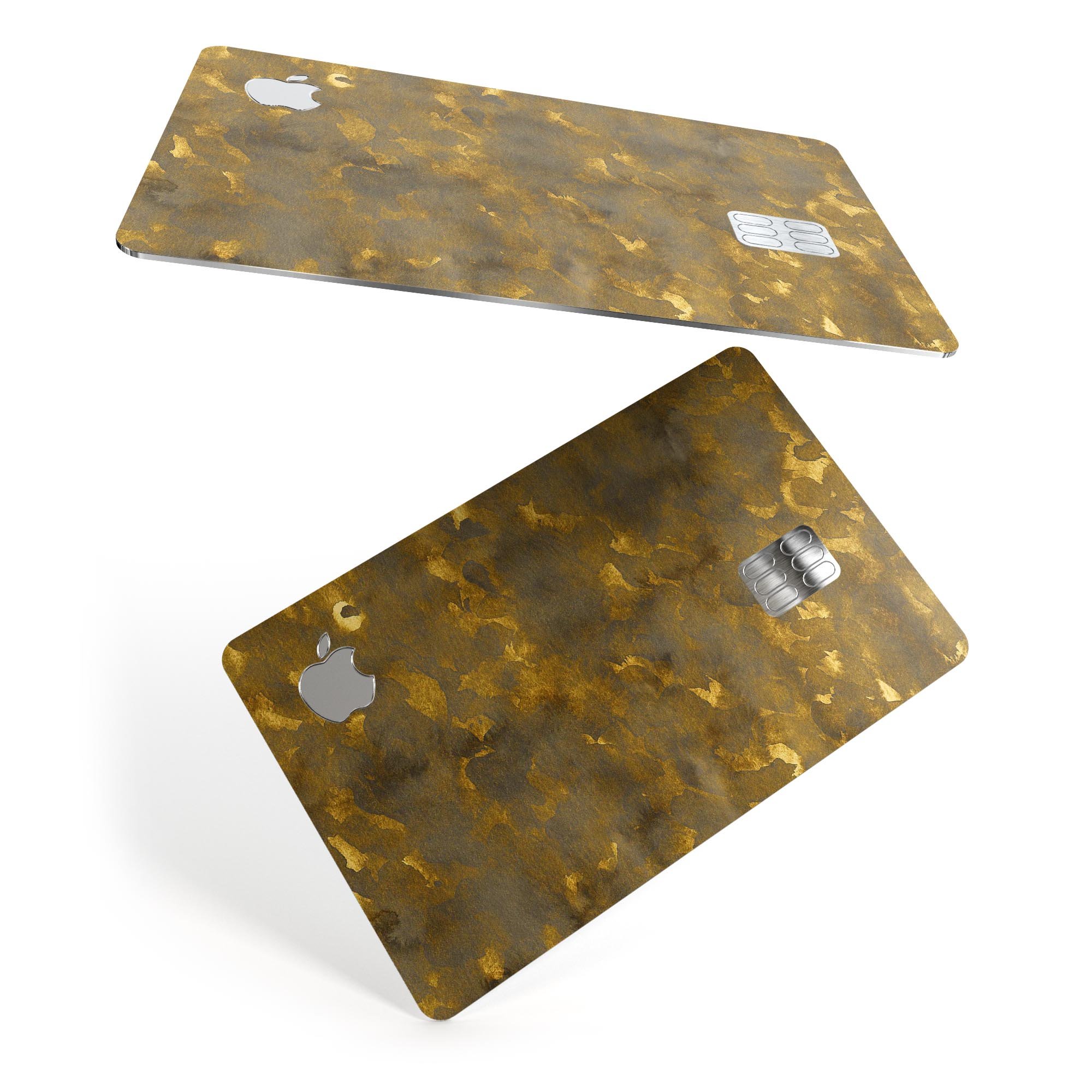 Sponge Gray and Gold Watercolor skin applied to an Apple Card, showcasing its stylish design and premium finish.