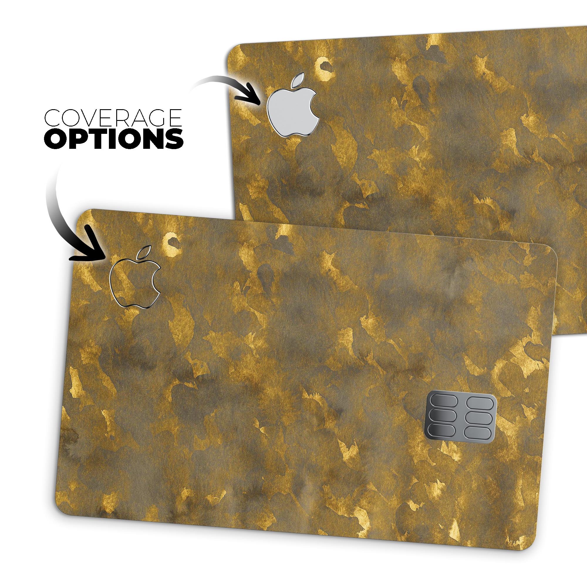 Sponge Gray and Gold Watercolor skin applied to an Apple Card, showcasing its stylish design and premium finish.