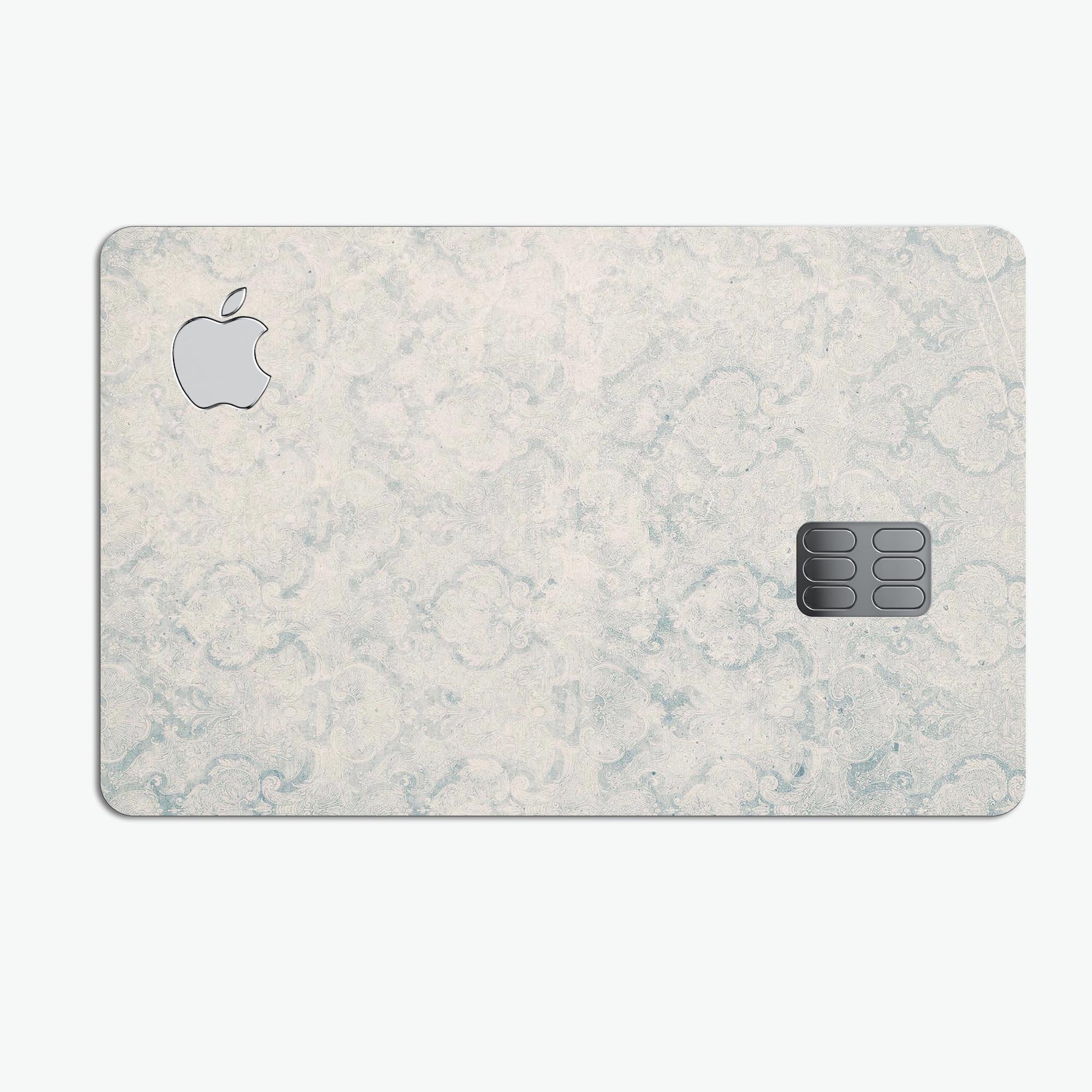 Stained Blue Damask Pattern skin for Apple Card, showcasing its intricate design and premium quality.