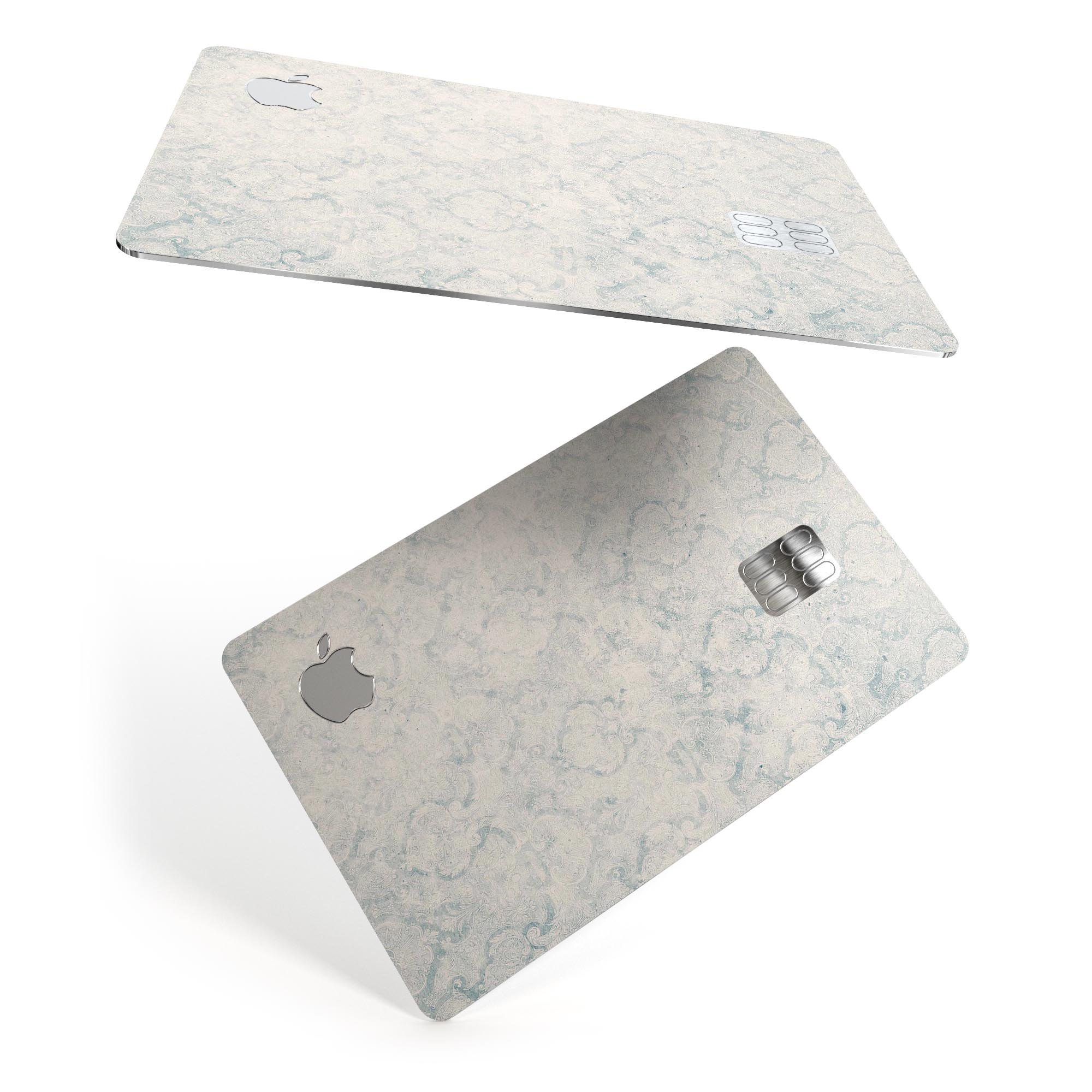 Stained Blue Damask Pattern skin for Apple Card, showcasing its intricate design and premium quality.