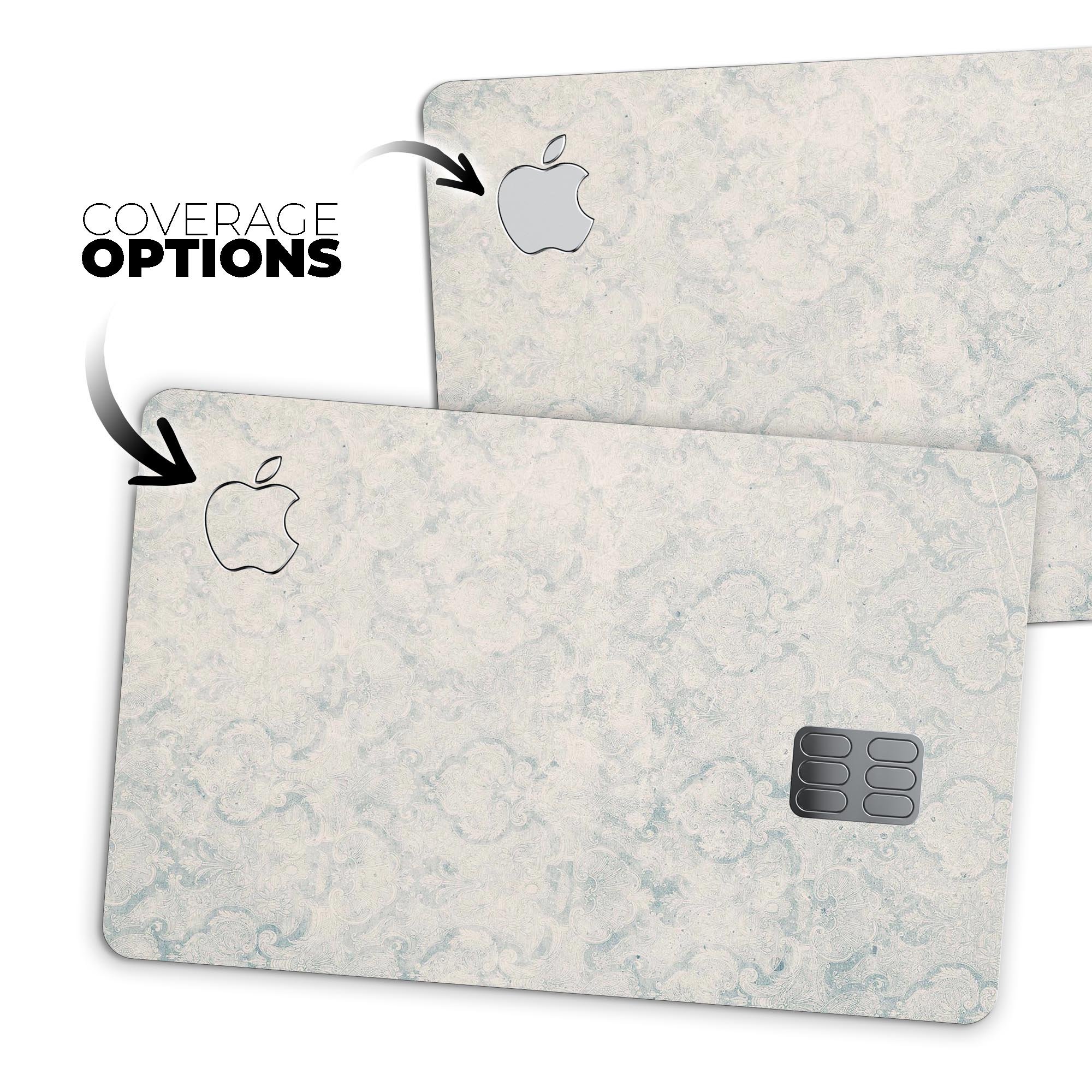 Stained Blue Damask Pattern skin for Apple Card, showcasing its intricate design and premium quality.