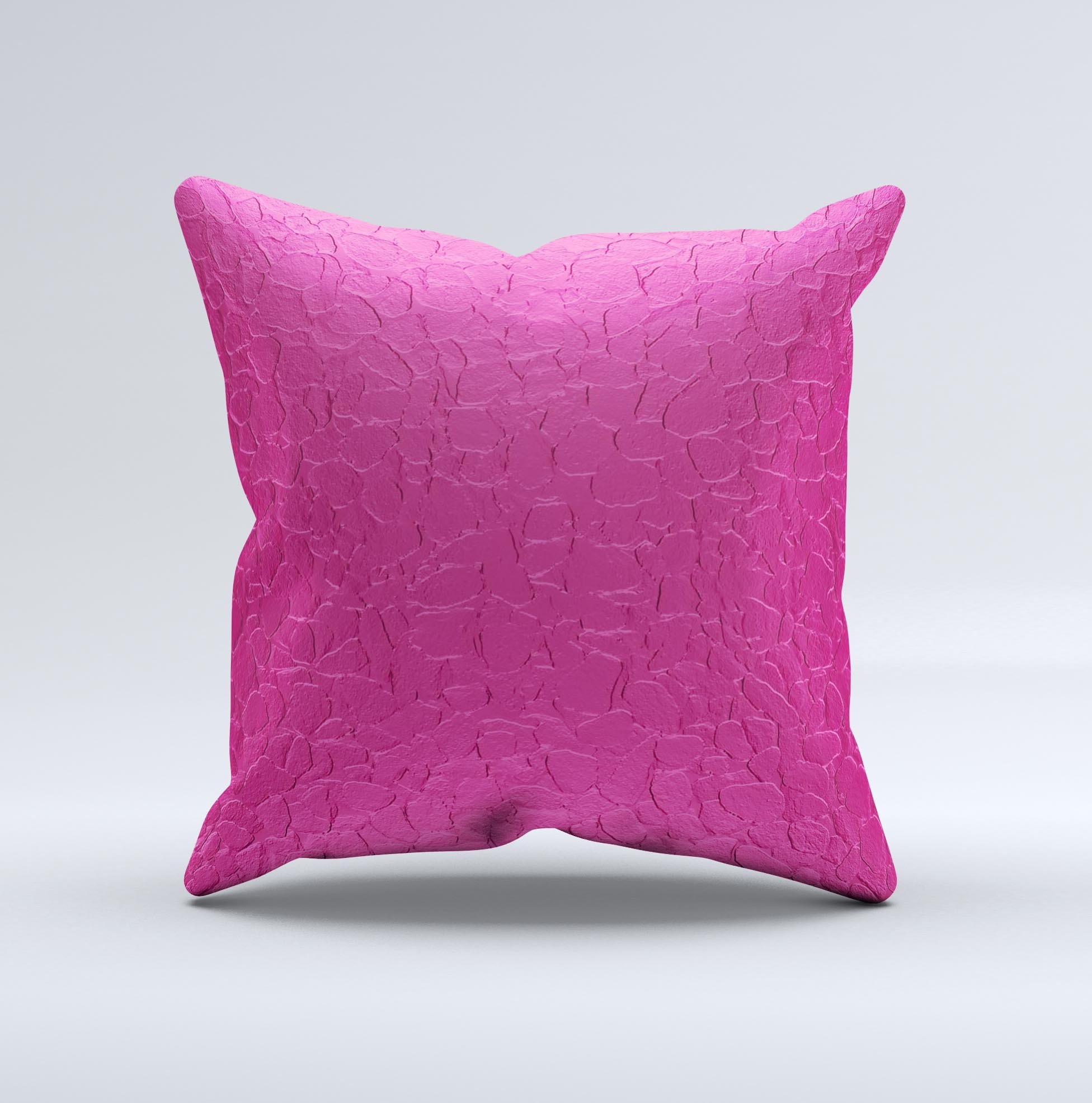 Handcrafted Stamped Pink Texture Ink-Fuzed Decorative Throw Pillow with high thread count fabric and unique design.