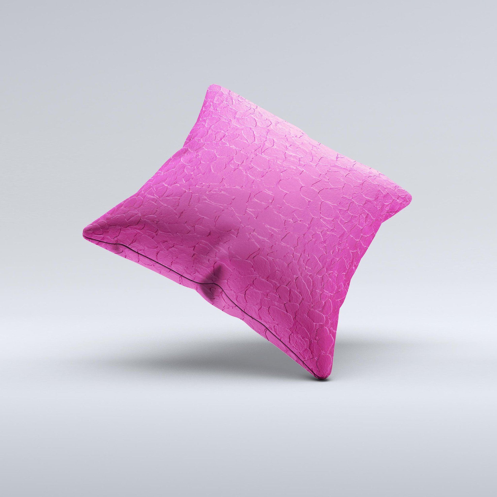 Handcrafted Stamped Pink Texture Ink-Fuzed Decorative Throw Pillow with high thread count fabric and unique design.