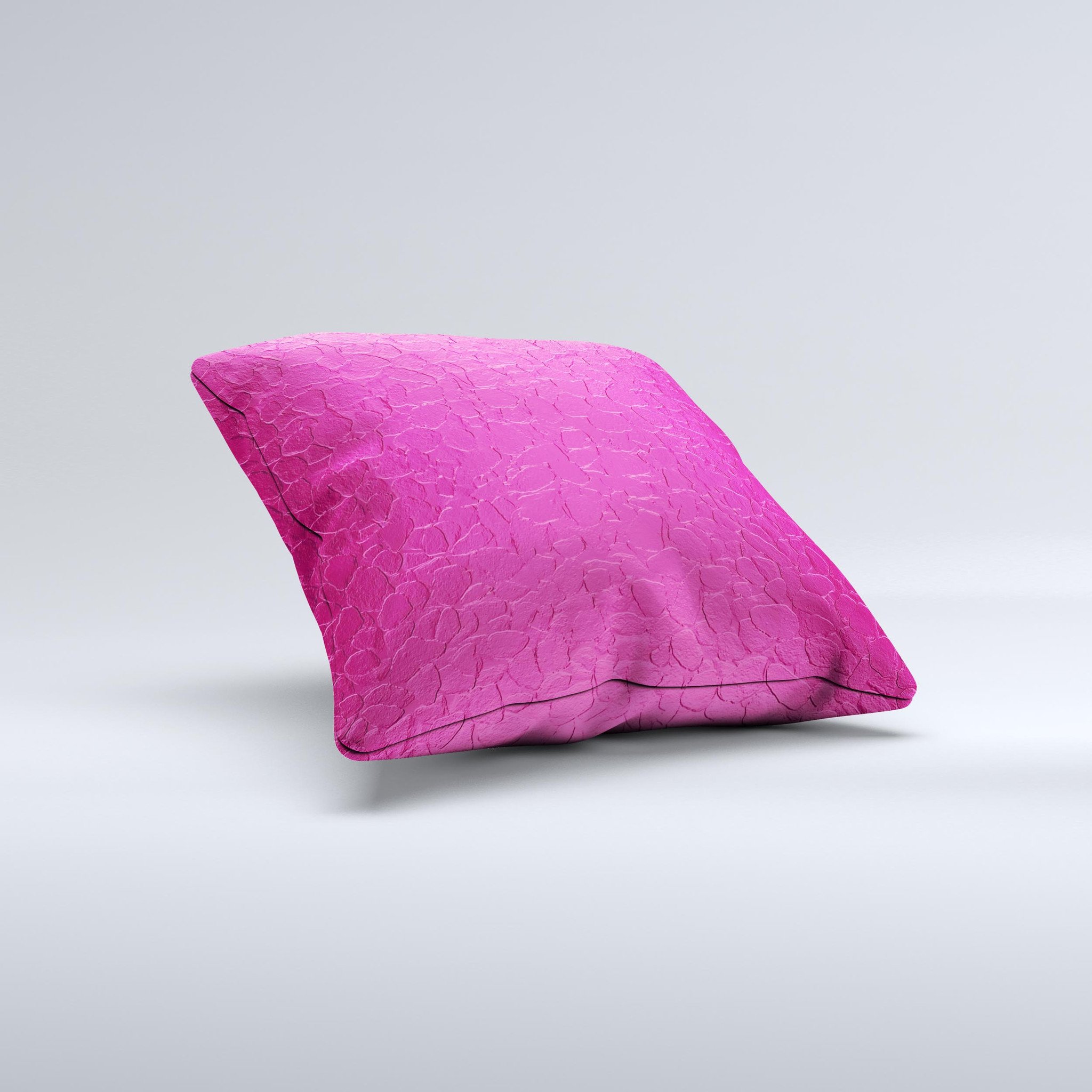 Handcrafted Stamped Pink Texture Ink-Fuzed Decorative Throw Pillow with high thread count fabric and unique design.