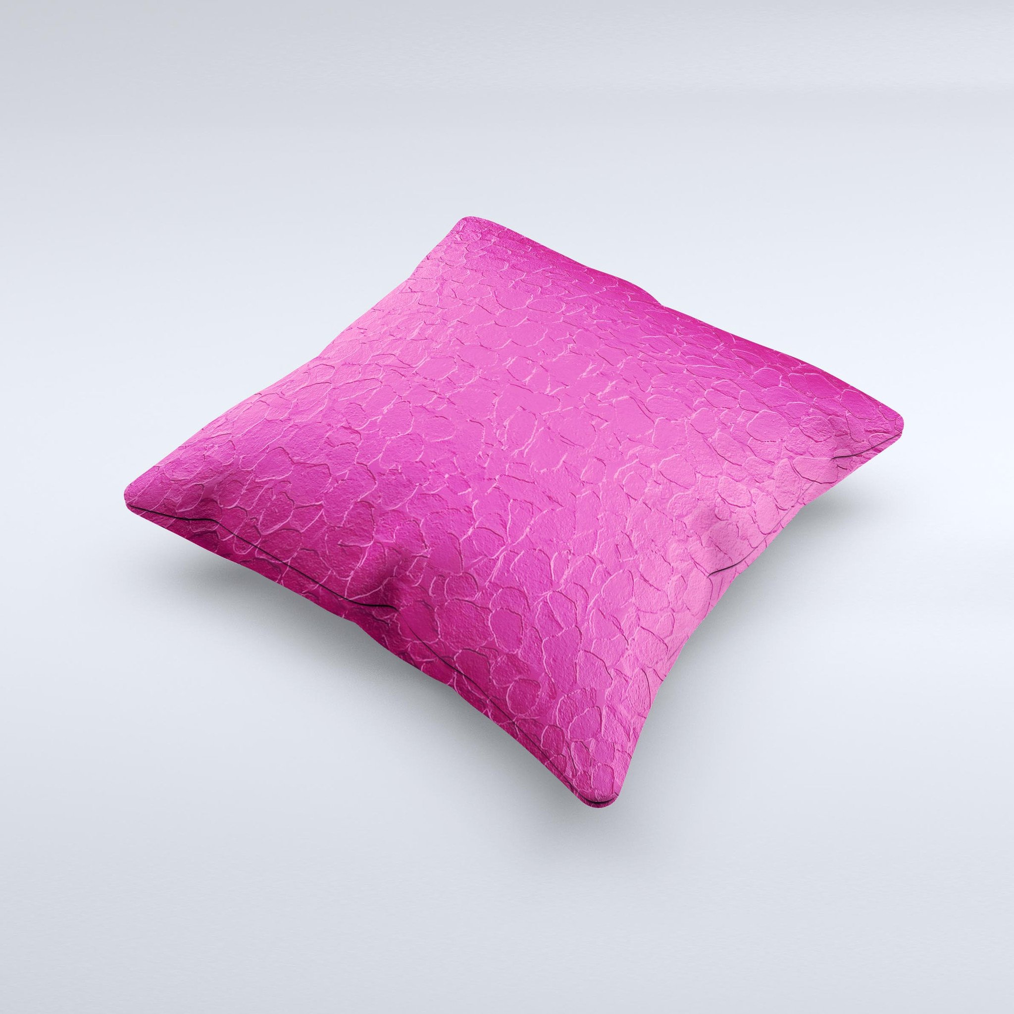 Handcrafted Stamped Pink Texture Ink-Fuzed Decorative Throw Pillow with high thread count fabric and unique design.