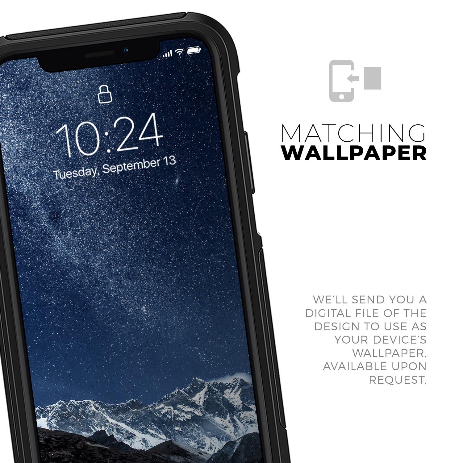 Starry Mountaintop Skin Kit for iPhone OtterBox Cases featuring a beautiful starry design on a protective skin.