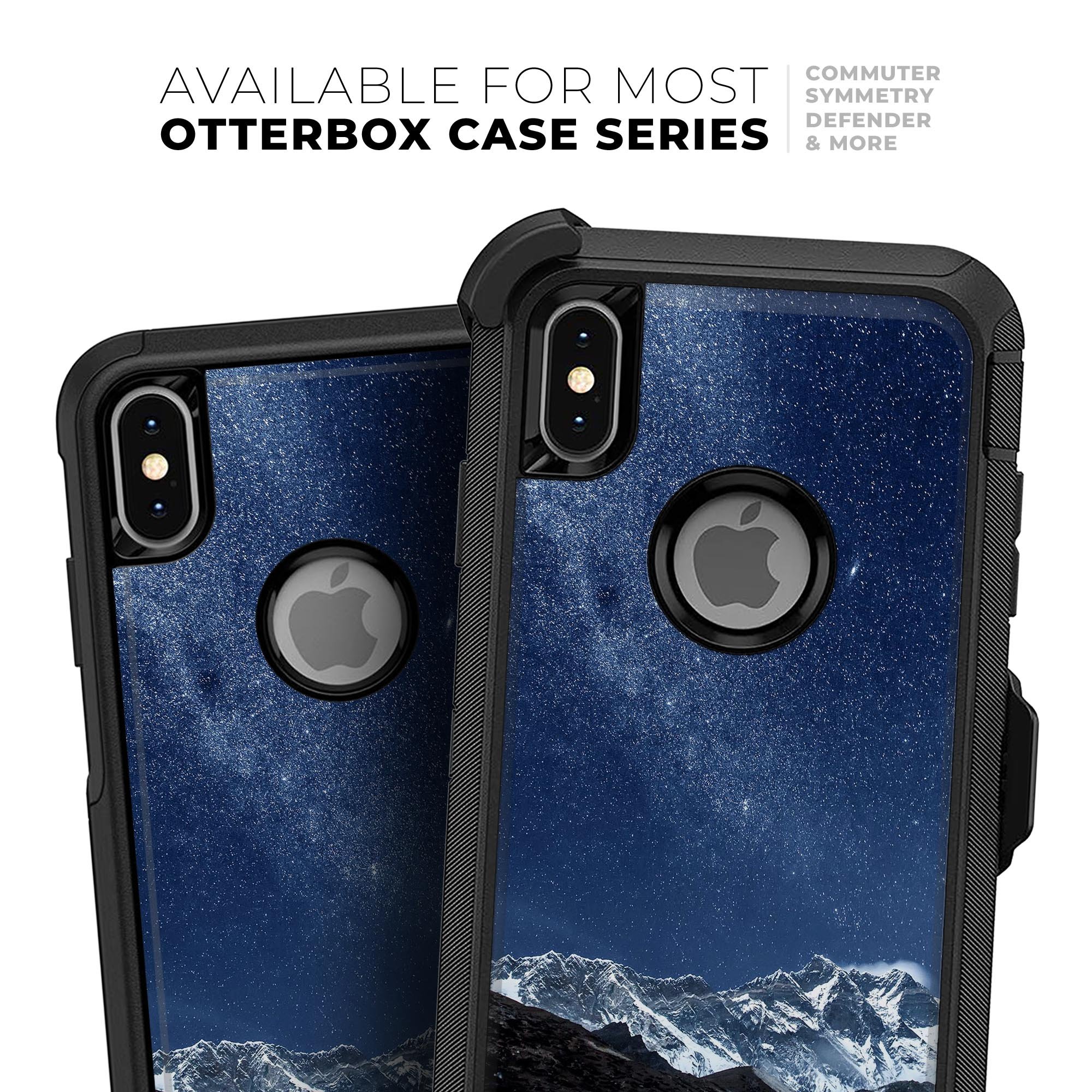 Starry Mountaintop Skin Kit for iPhone OtterBox Cases featuring a beautiful starry design on a protective skin.