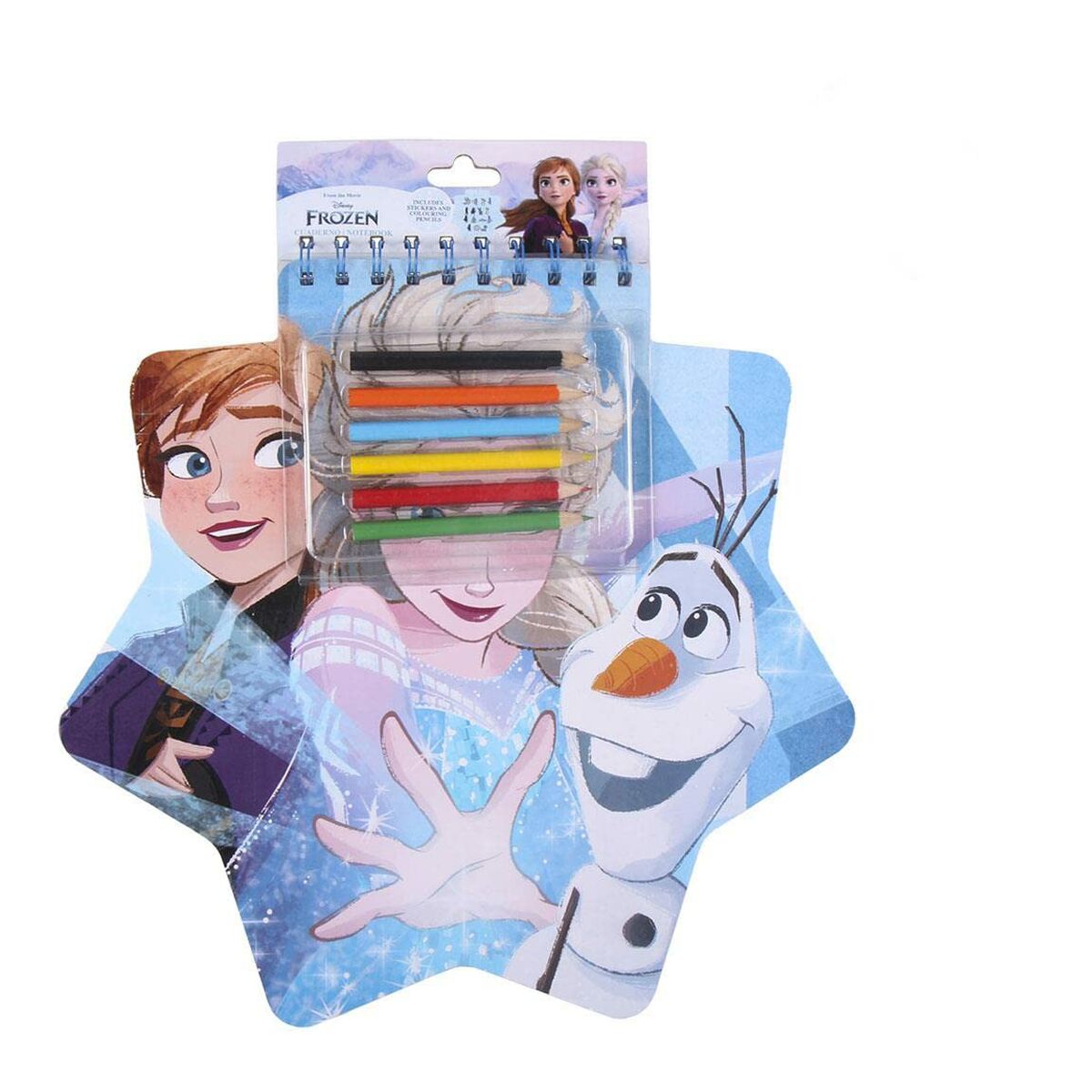 "Frozen themed crayon set packaging."