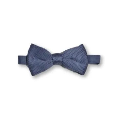 Stone Blue Children's Knitted Bow Tie, featuring a textured knitted design, perfect for ages 2-11, made from comfortable polyester material.