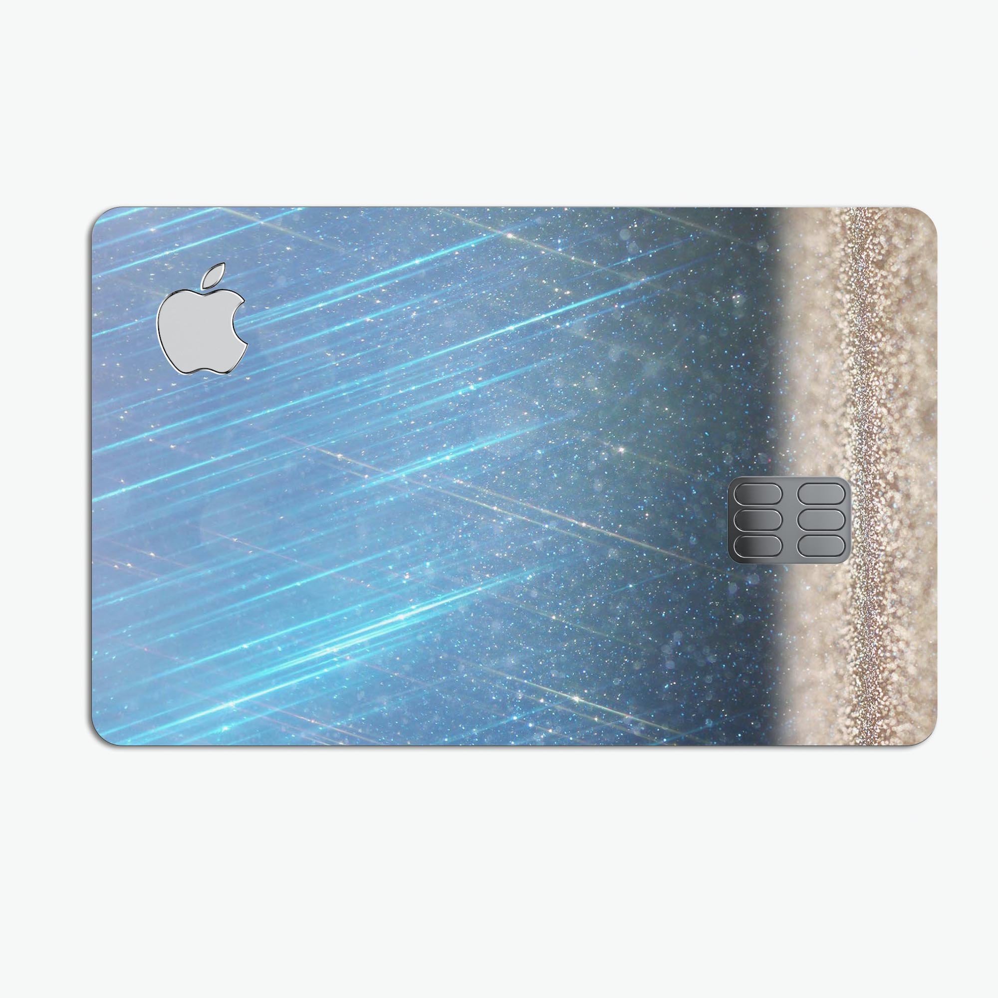 Stratched Blue and Gold Premium Protective Decal Skin-Kit for Apple Card, showcasing its vibrant design and high-quality finish.