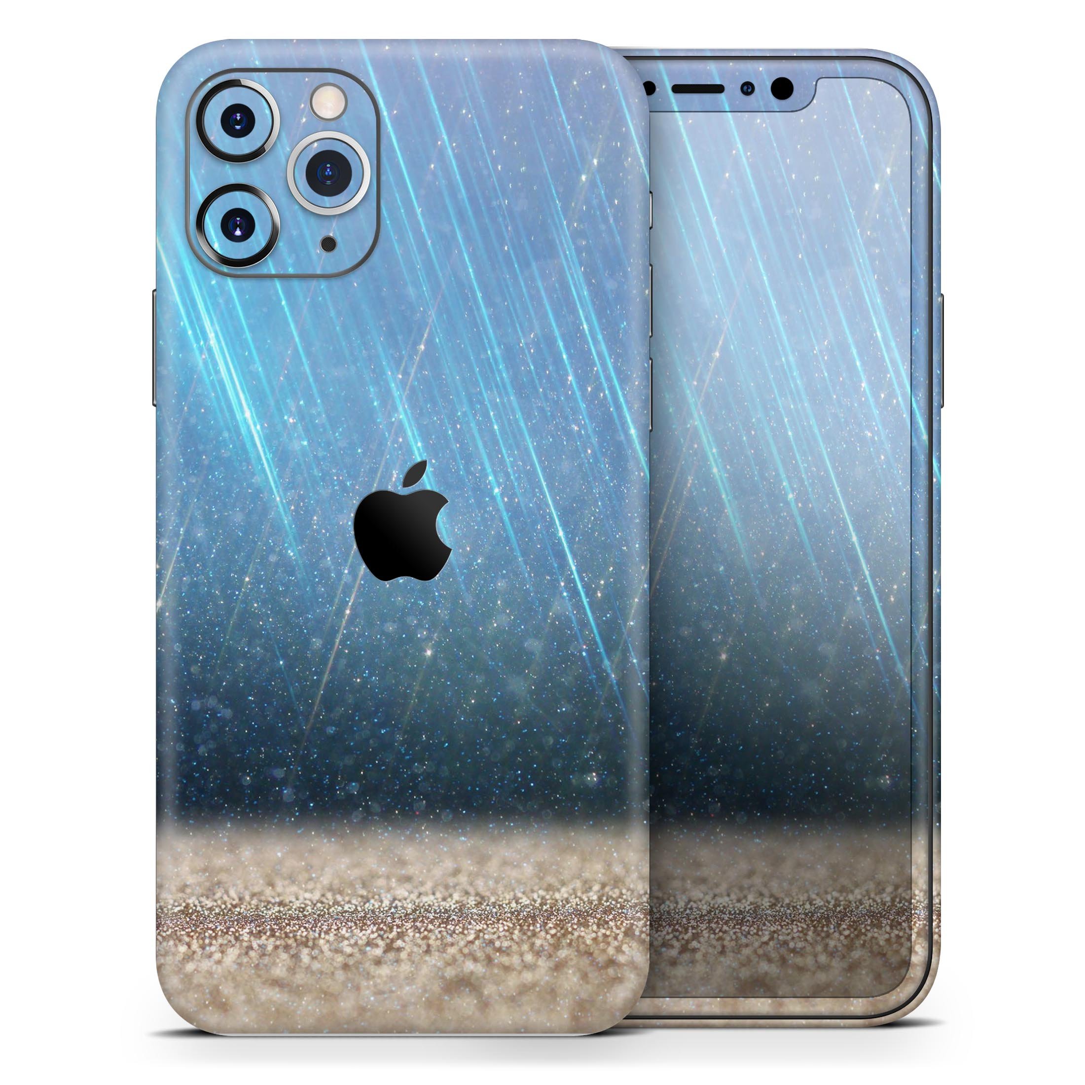 Stratched Blue and Gold Skin-Kit for Apple iPhone, showcasing vibrant colors and sleek design.