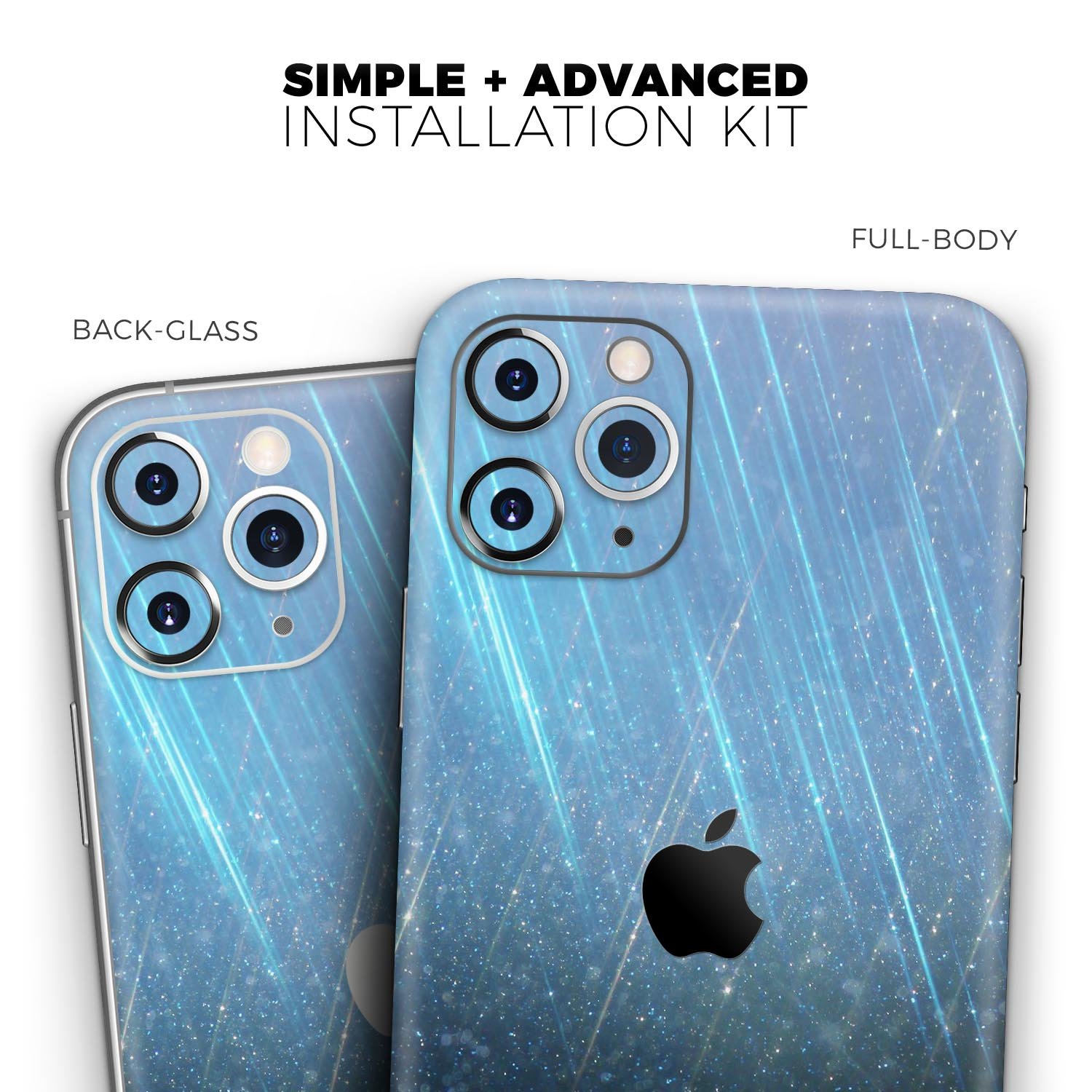 Stratched Blue and Gold Skin-Kit for Apple iPhone, showcasing vibrant colors and sleek design.