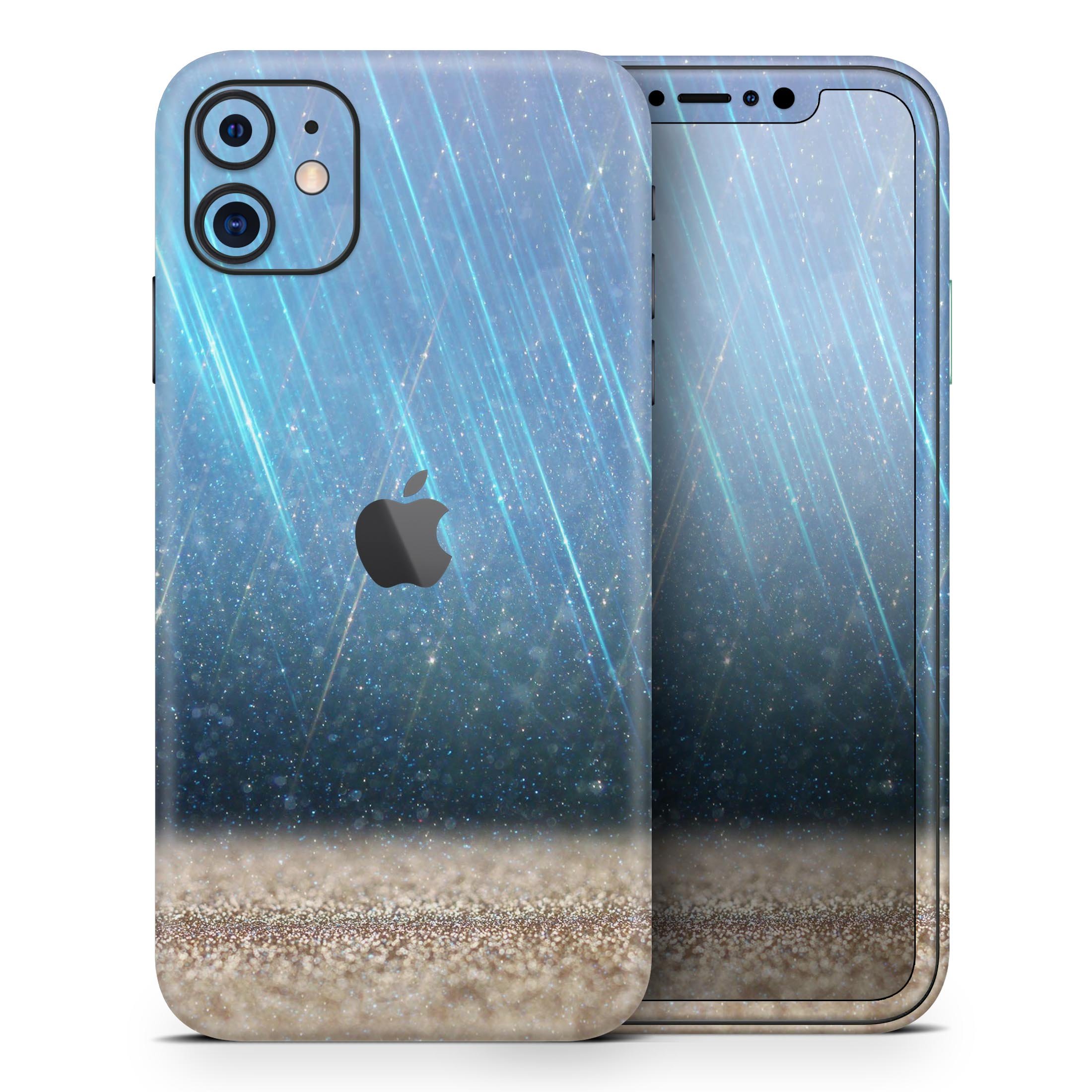 Stratched Blue and Gold Skin-Kit for Apple iPhone, showcasing vibrant colors and sleek design.