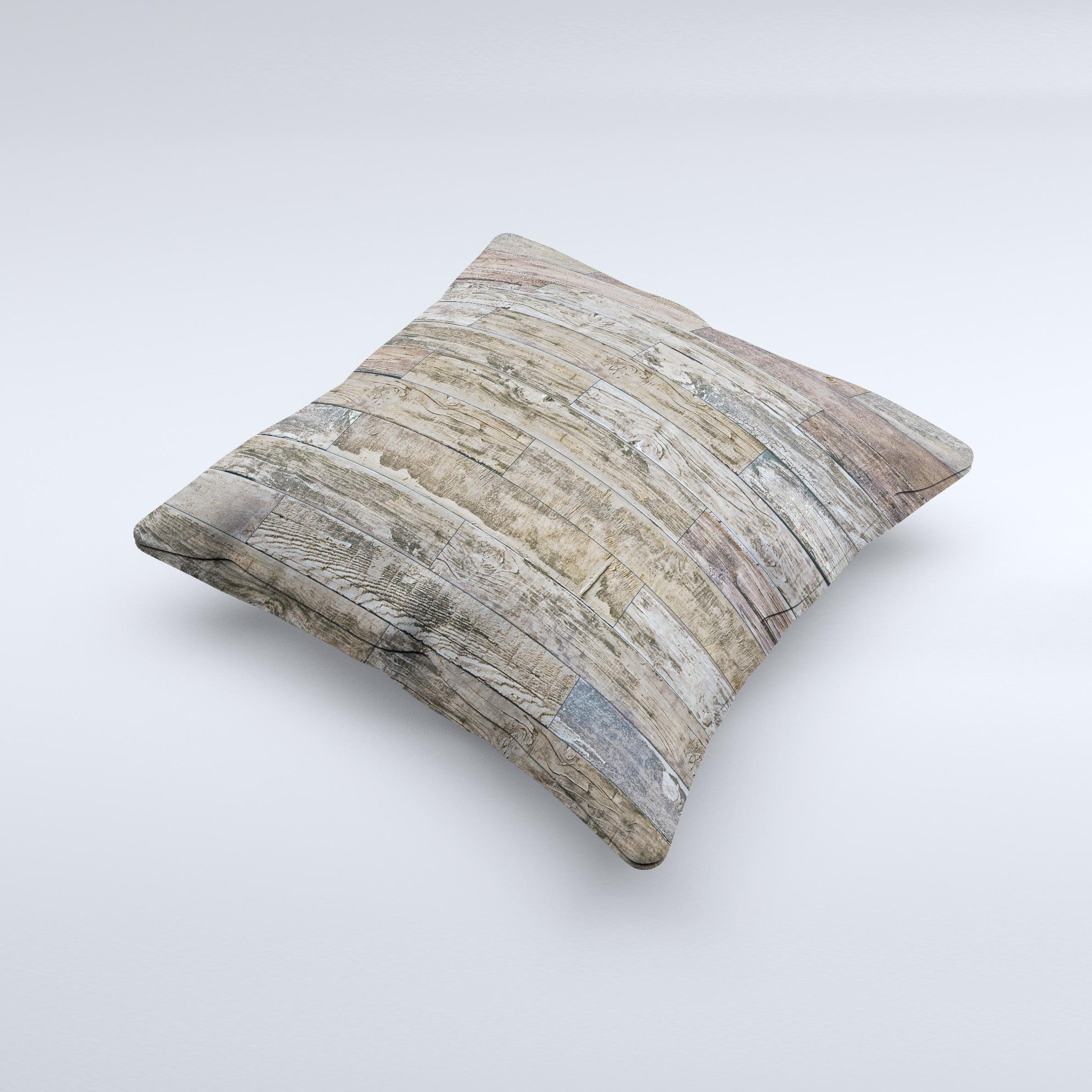 Straight Aged Wood Planks decorative throw pillow with unique ink-fuzed design, handcrafted in Virginia, showcasing high-quality fabric and filling.