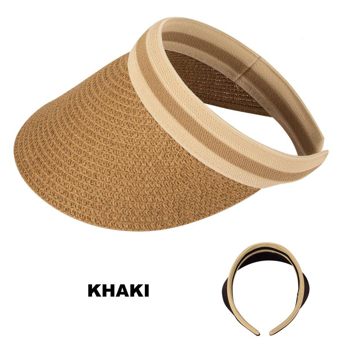 Stylish straw visor with adjustable band, perfect for summer sun protection.