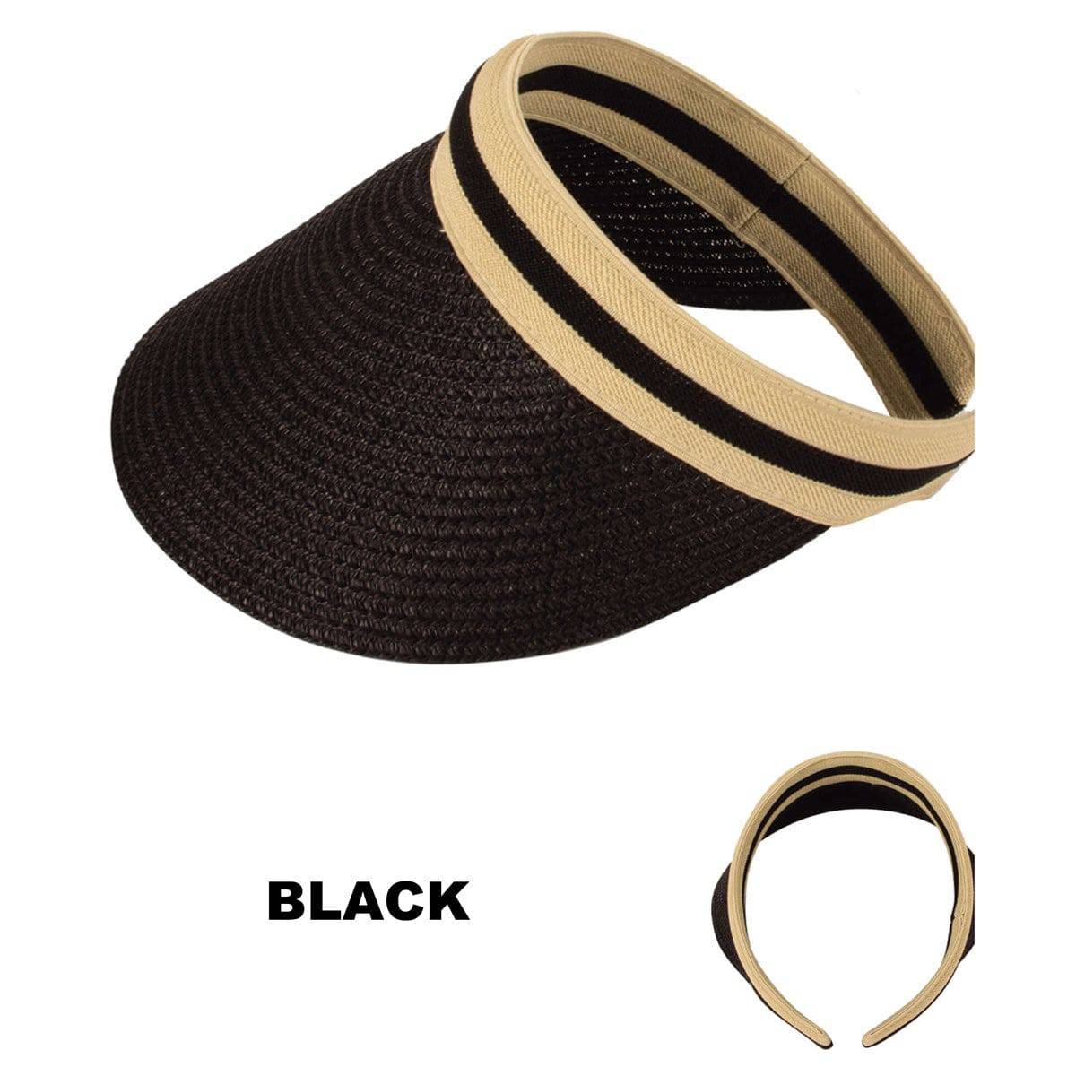 Stylish straw visor with adjustable band, perfect for summer sun protection.