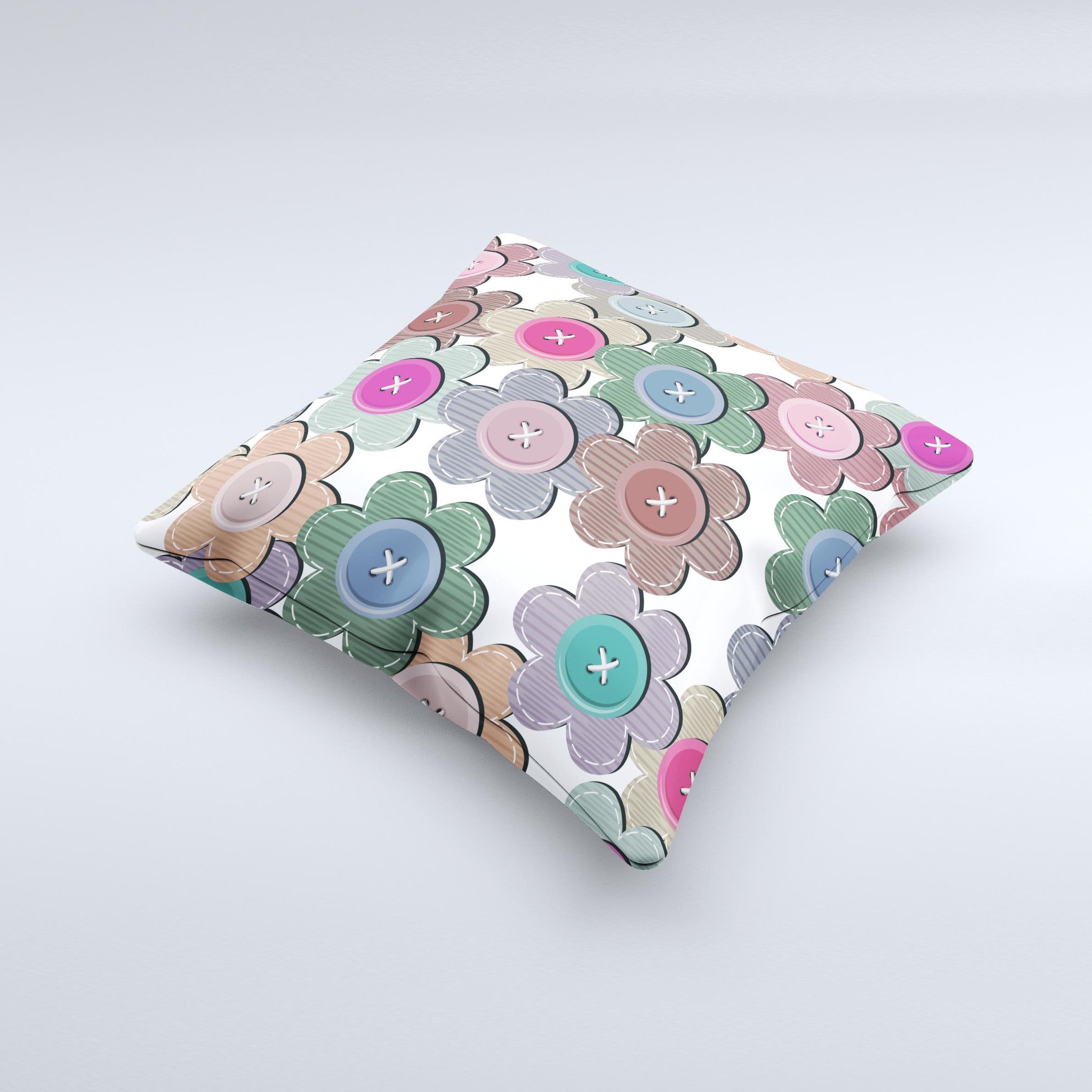 Handcrafted Striped Vector Flower Buttons decorative throw pillow with vibrant colors and unique design, made in Virginia.