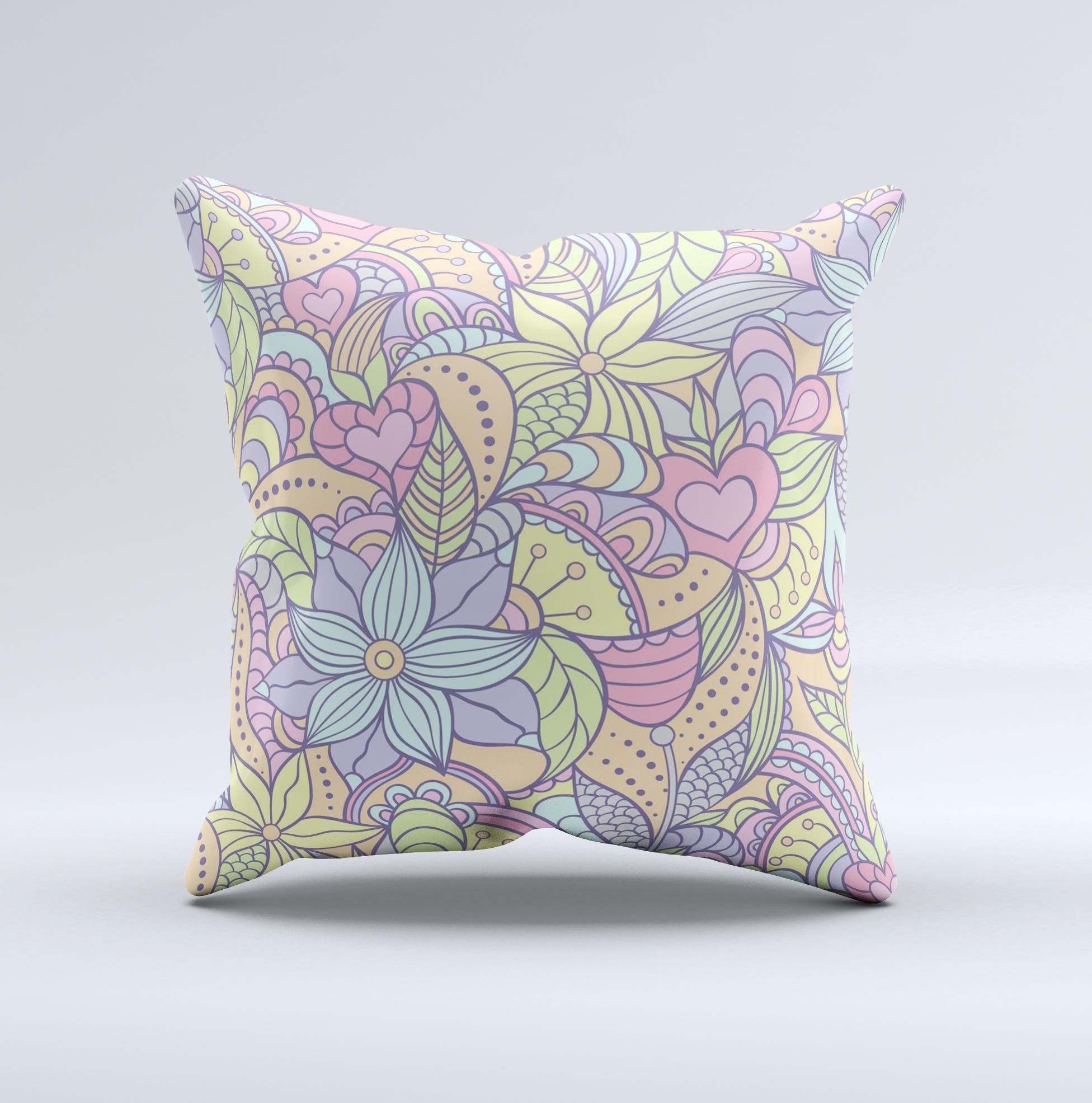 Subtle Abstract Flower Pattern throw pillow with intricate floral design, showcasing vibrant colors and high-quality fabric.