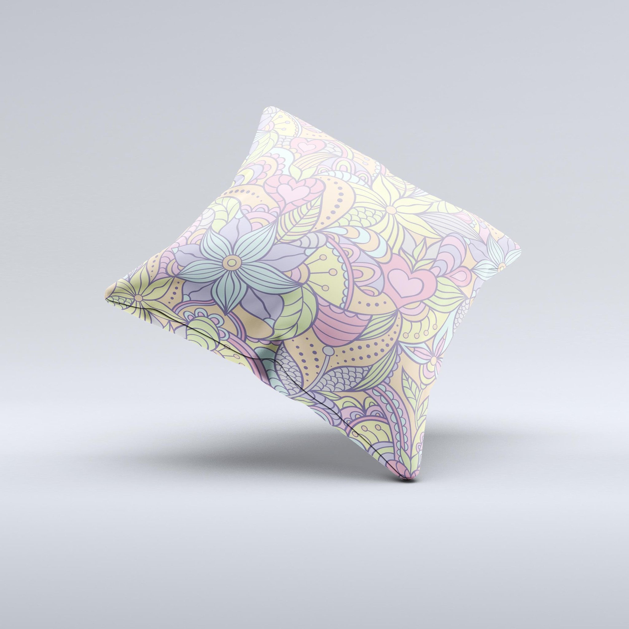 Subtle Abstract Flower Pattern throw pillow with intricate floral design, showcasing vibrant colors and high-quality fabric.