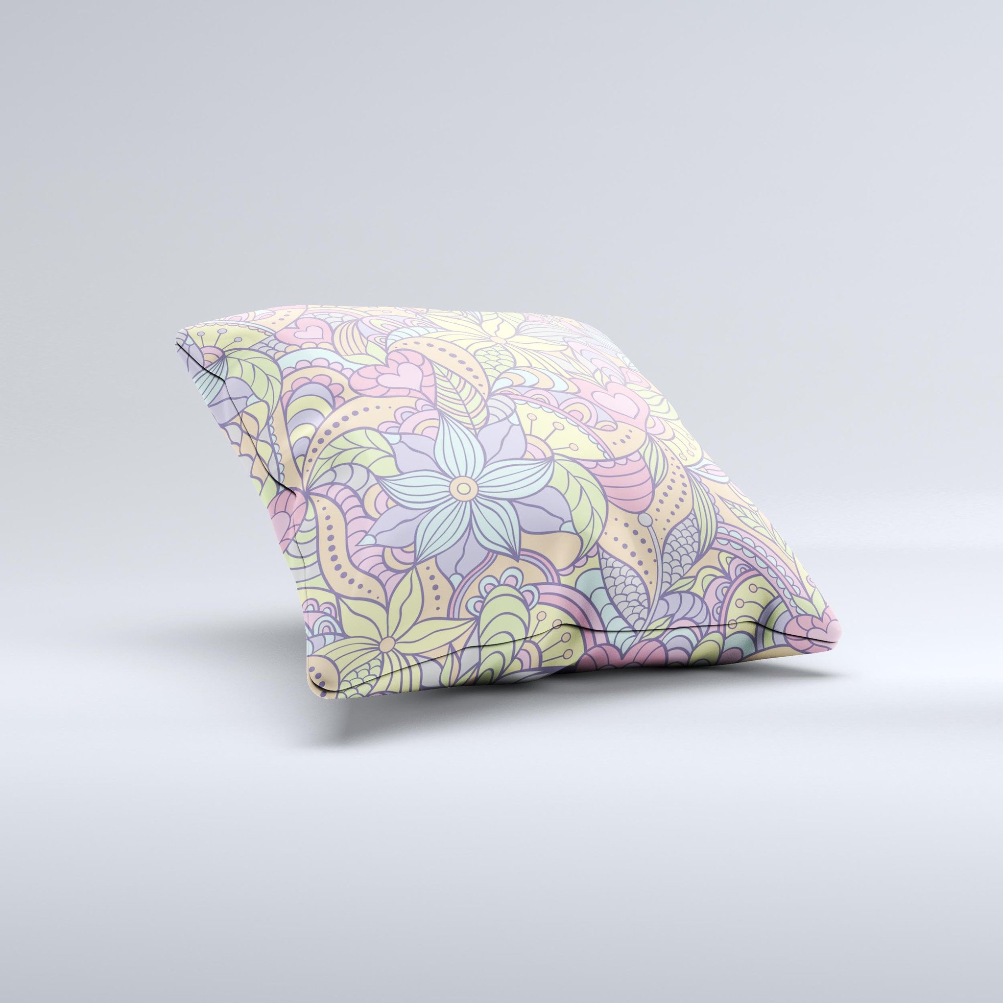 Subtle Abstract Flower Pattern throw pillow with intricate floral design, showcasing vibrant colors and high-quality fabric.