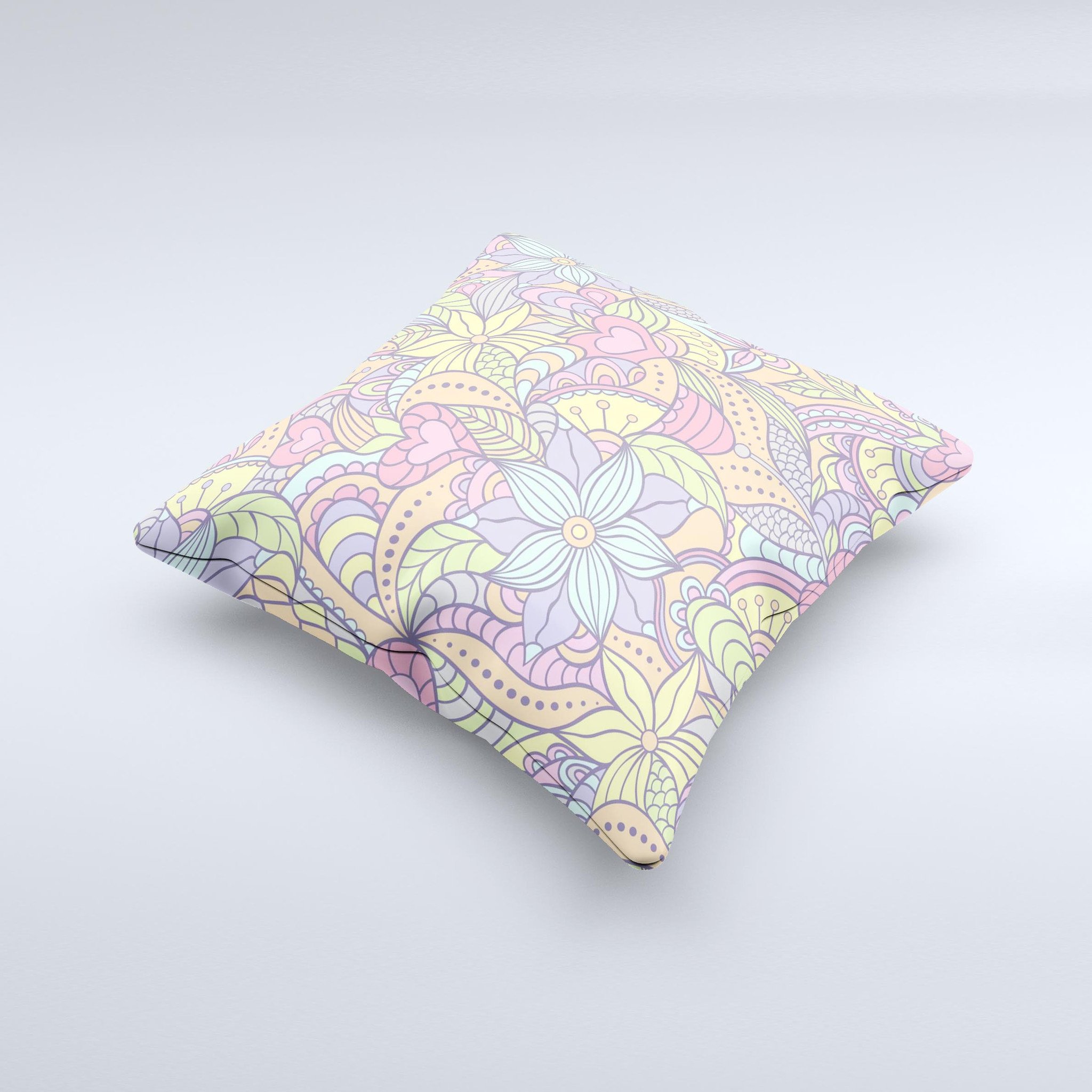 Subtle Abstract Flower Pattern throw pillow with intricate floral design, showcasing vibrant colors and high-quality fabric.