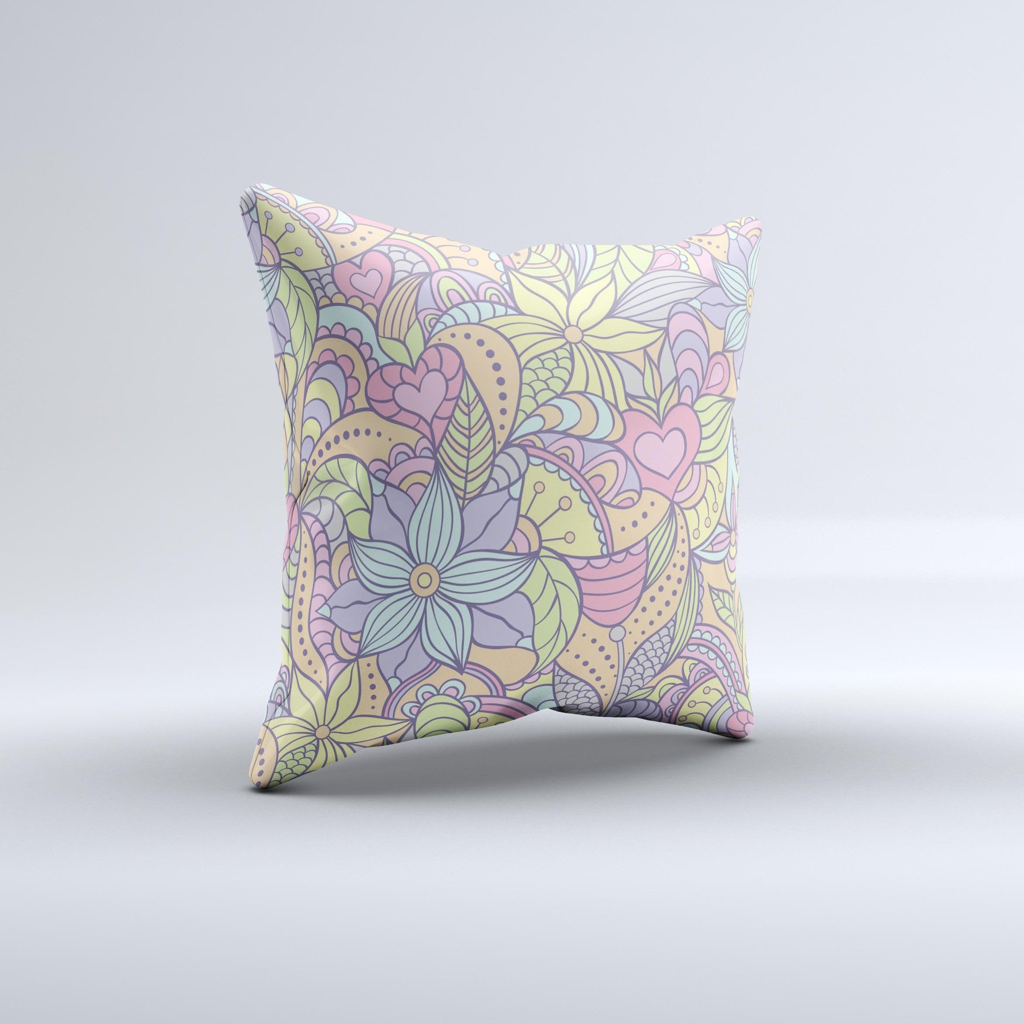 Subtle Abstract Flower Pattern throw pillow with intricate floral design, showcasing vibrant colors and high-quality fabric.