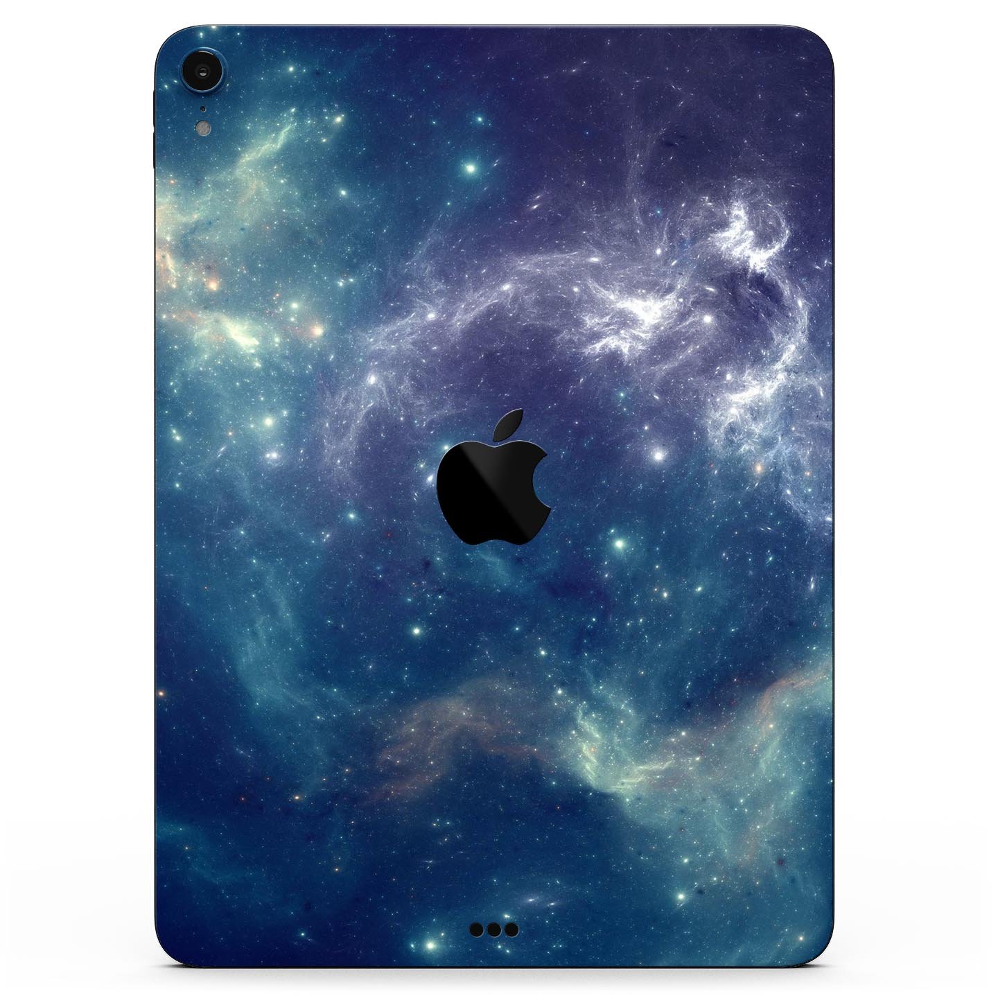 Subtle Blue and Green Nebula skin decal for Apple iPad, showcasing vibrant colors and intricate design.