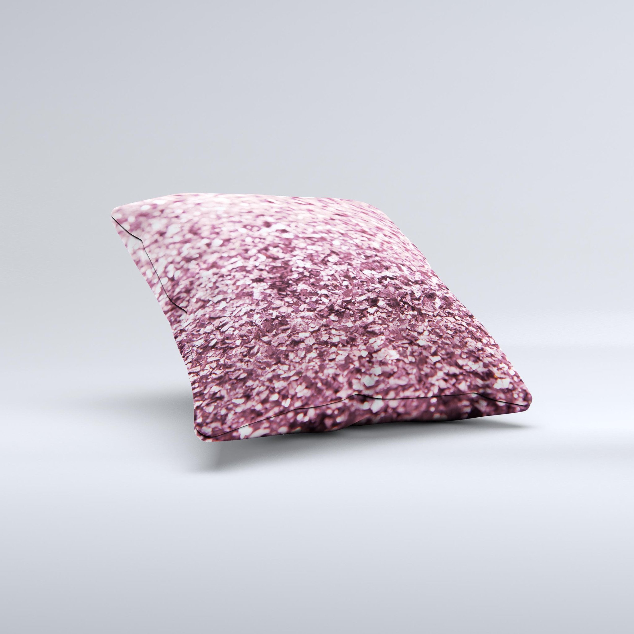 Subtle Pink Glimmer Ink-Fuzed Decorative Throw Pillow with a soft pink hue and unique hand-produced graphic design.