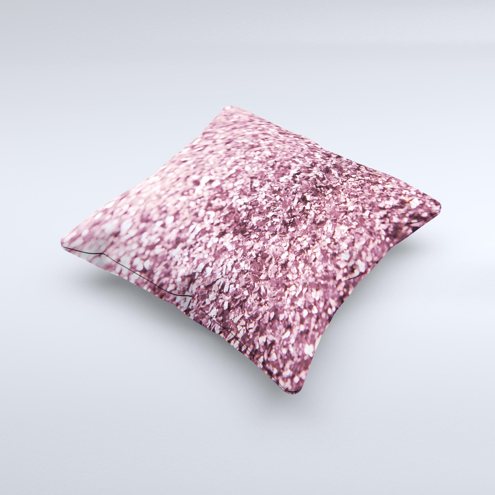 Subtle Pink Glimmer Ink-Fuzed Decorative Throw Pillow with a soft pink hue and unique hand-produced graphic design.