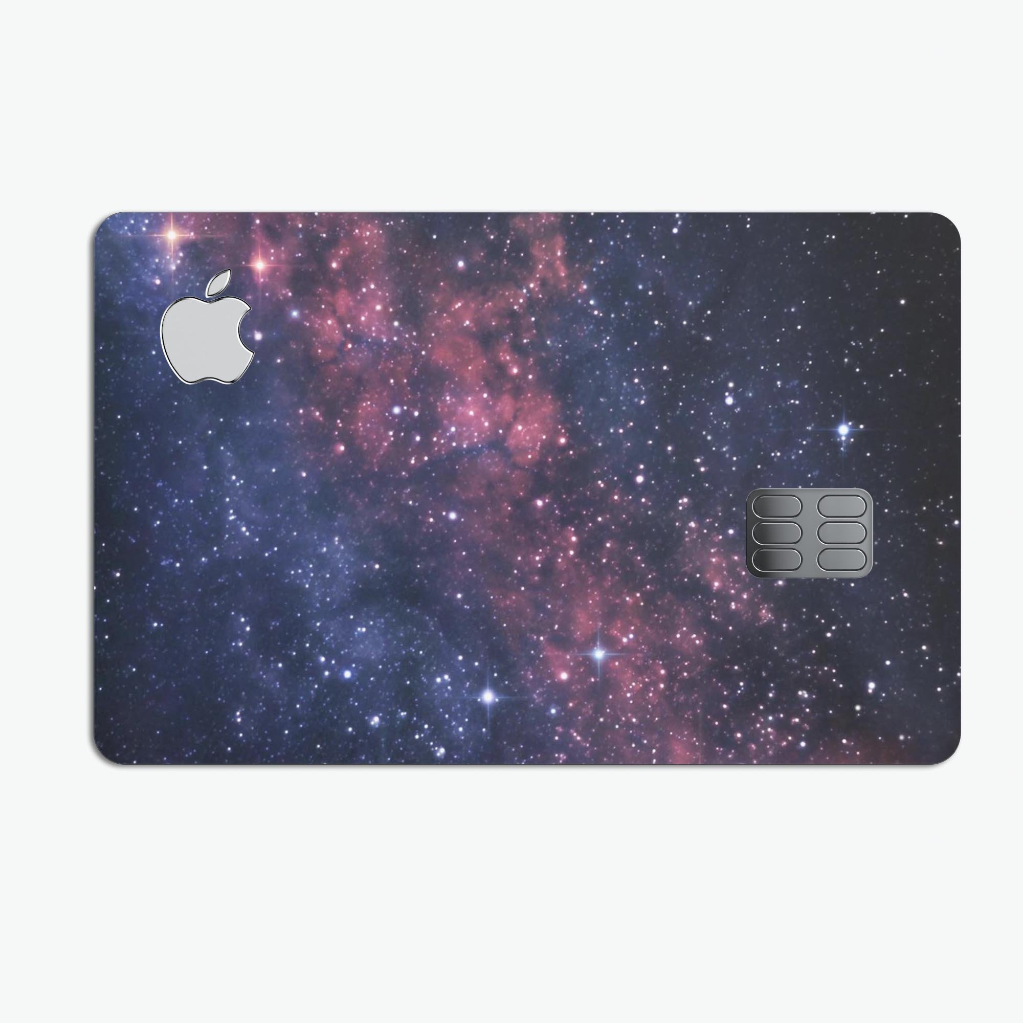 Subtle Pink Glowing Space decal skin-kit for Apple Card, showcasing premium vinyl design and finishes.