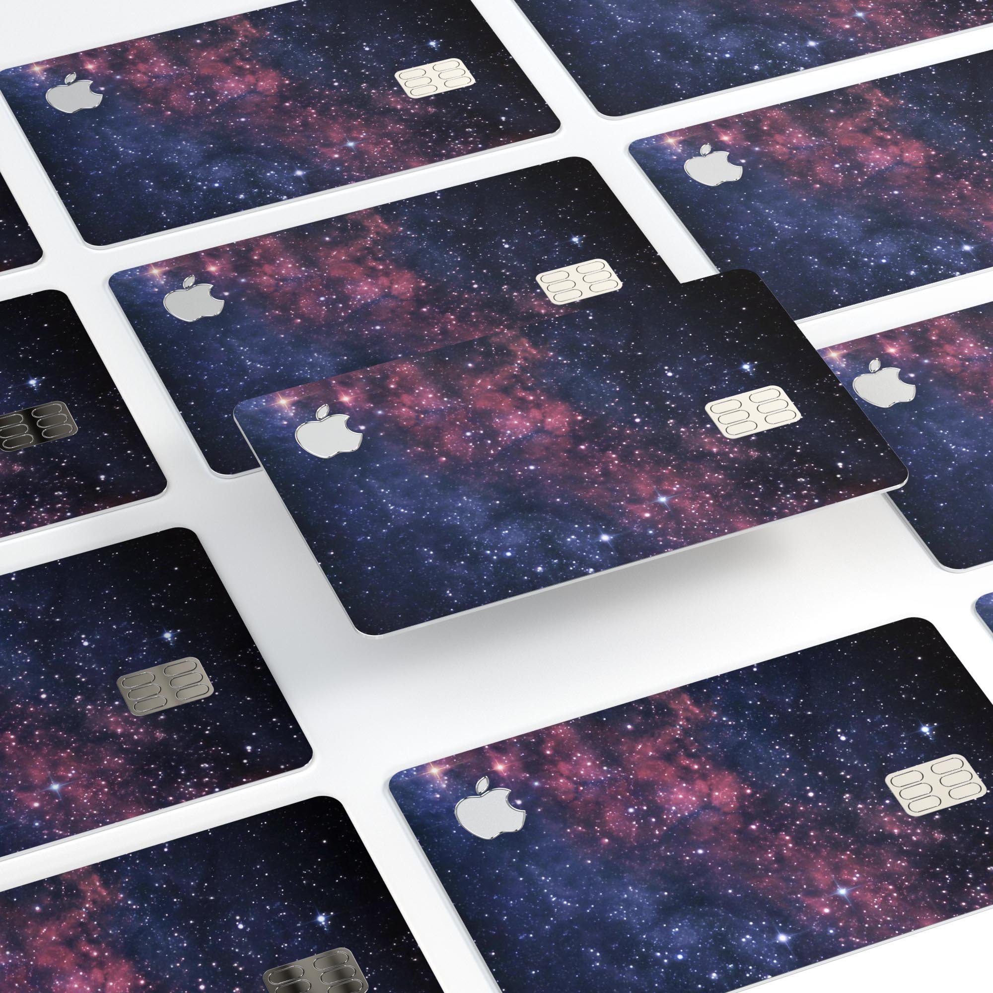 Subtle Pink Glowing Space decal skin-kit for Apple Card, showcasing premium vinyl design and finishes.