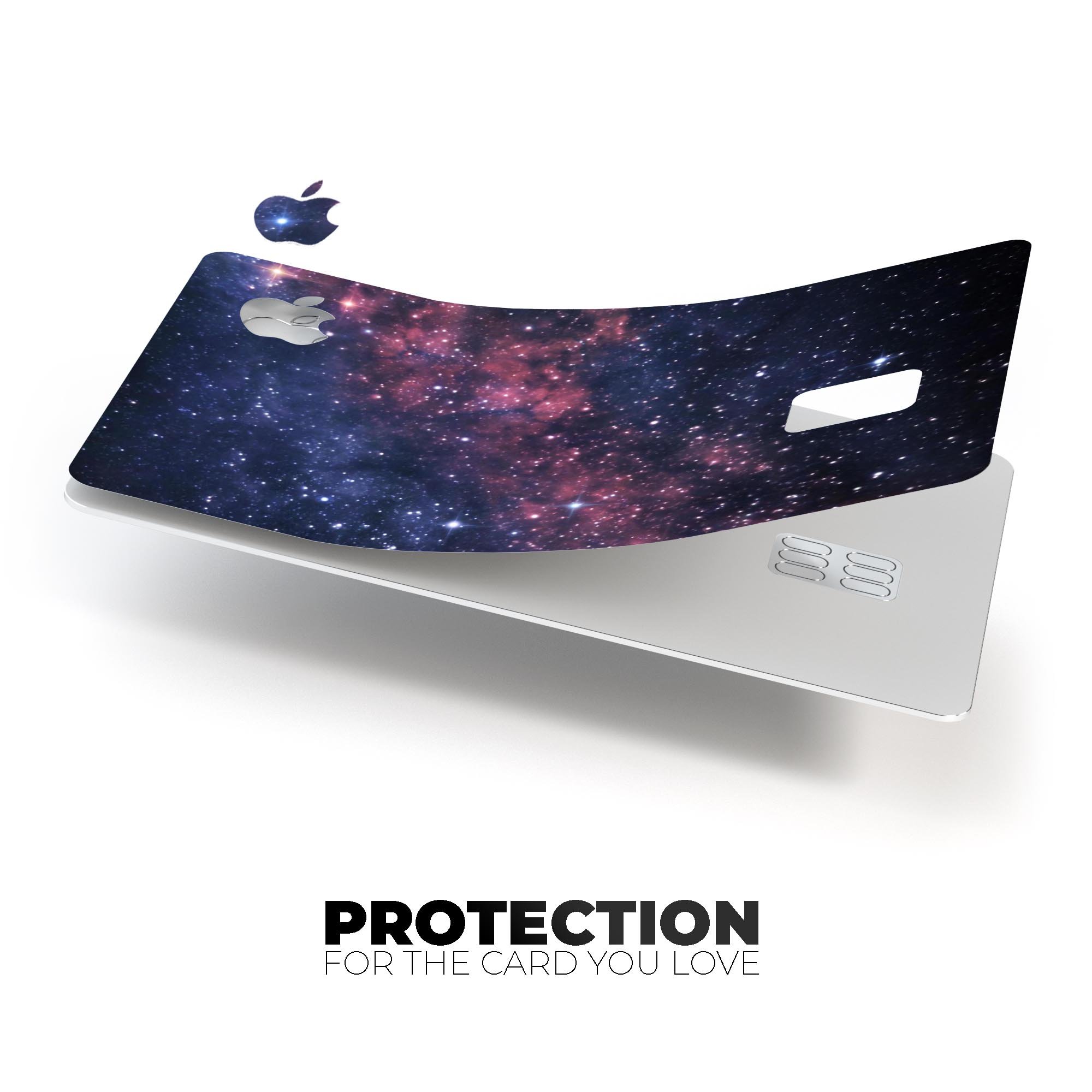 Subtle Pink Glowing Space decal skin-kit for Apple Card, showcasing premium vinyl design and finishes.