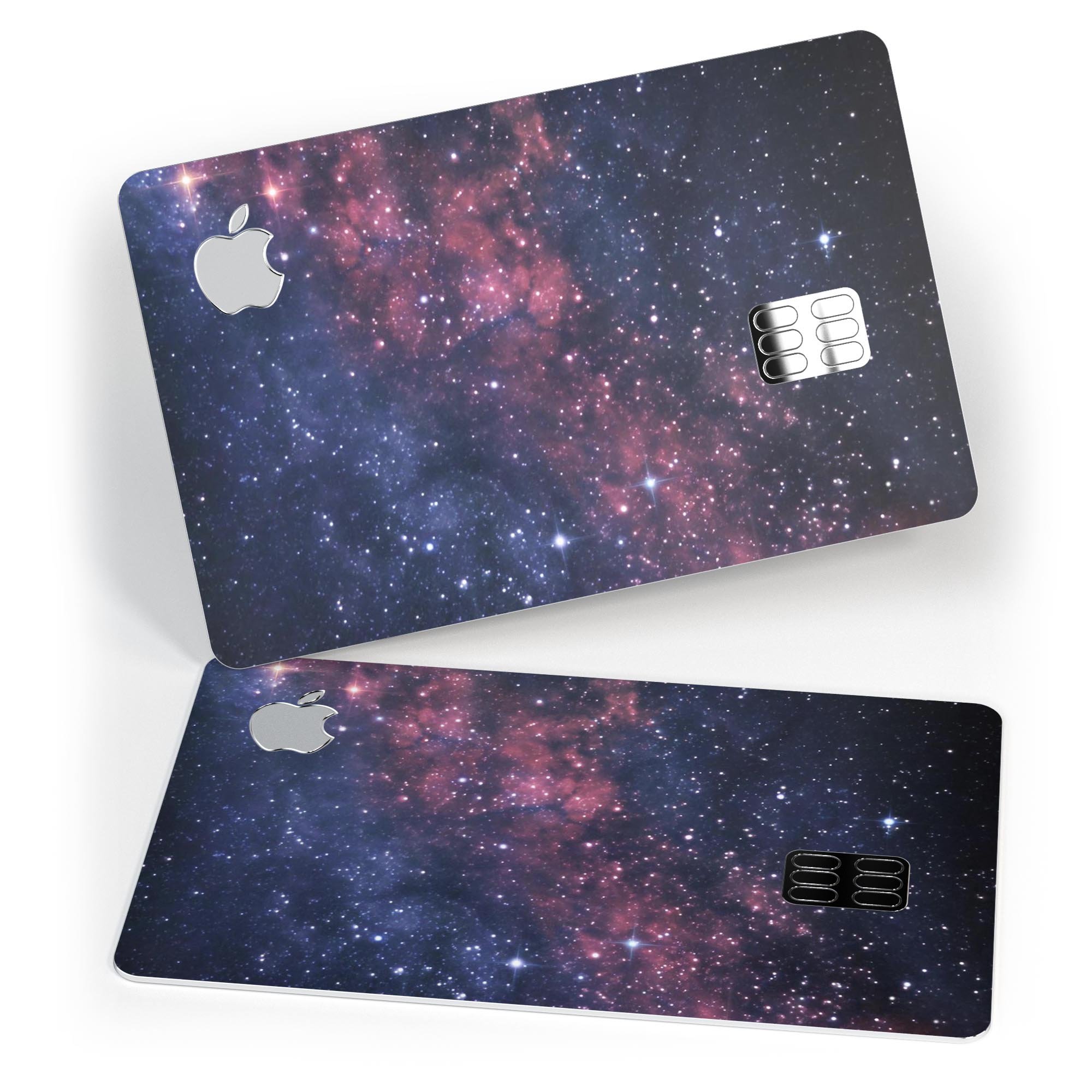 Subtle Pink Glowing Space decal skin-kit for Apple Card, showcasing premium vinyl design and finishes.