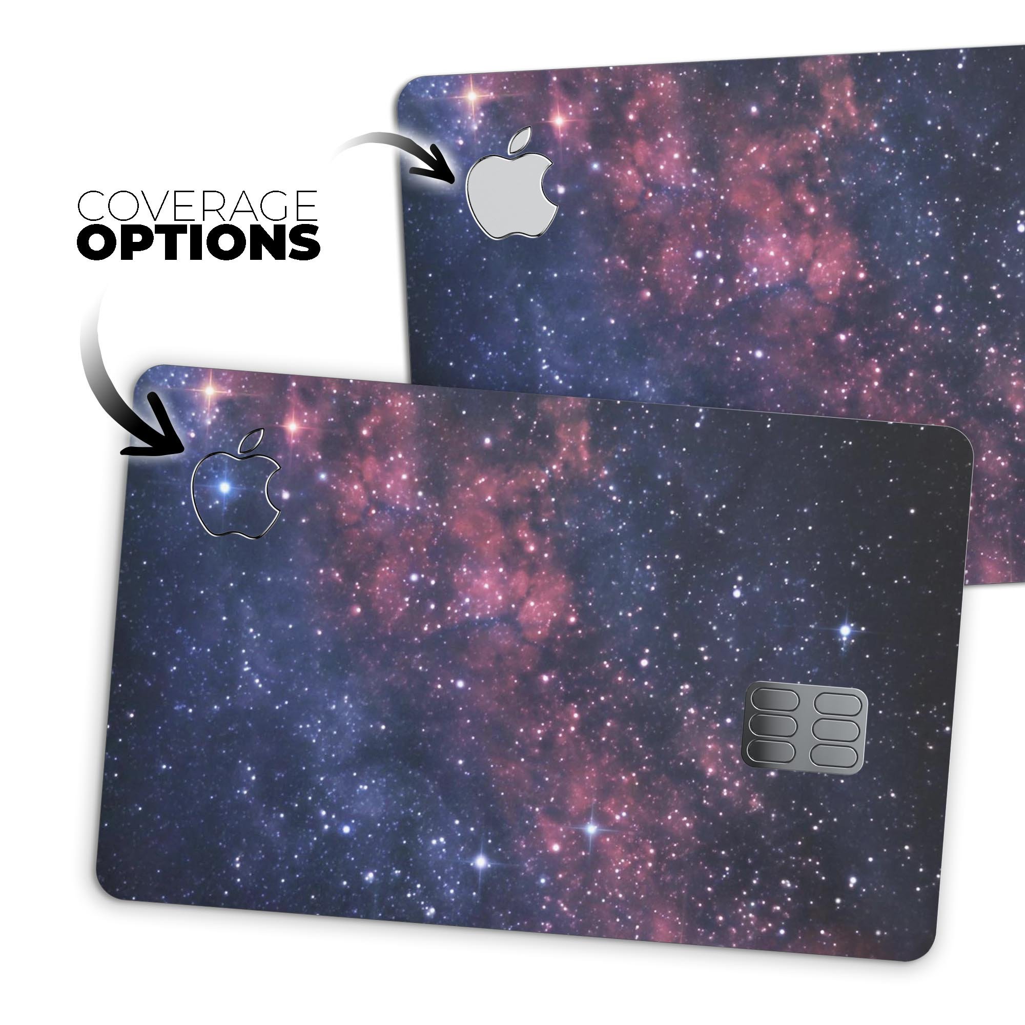 Subtle Pink Glowing Space decal skin-kit for Apple Card, showcasing premium vinyl design and finishes.