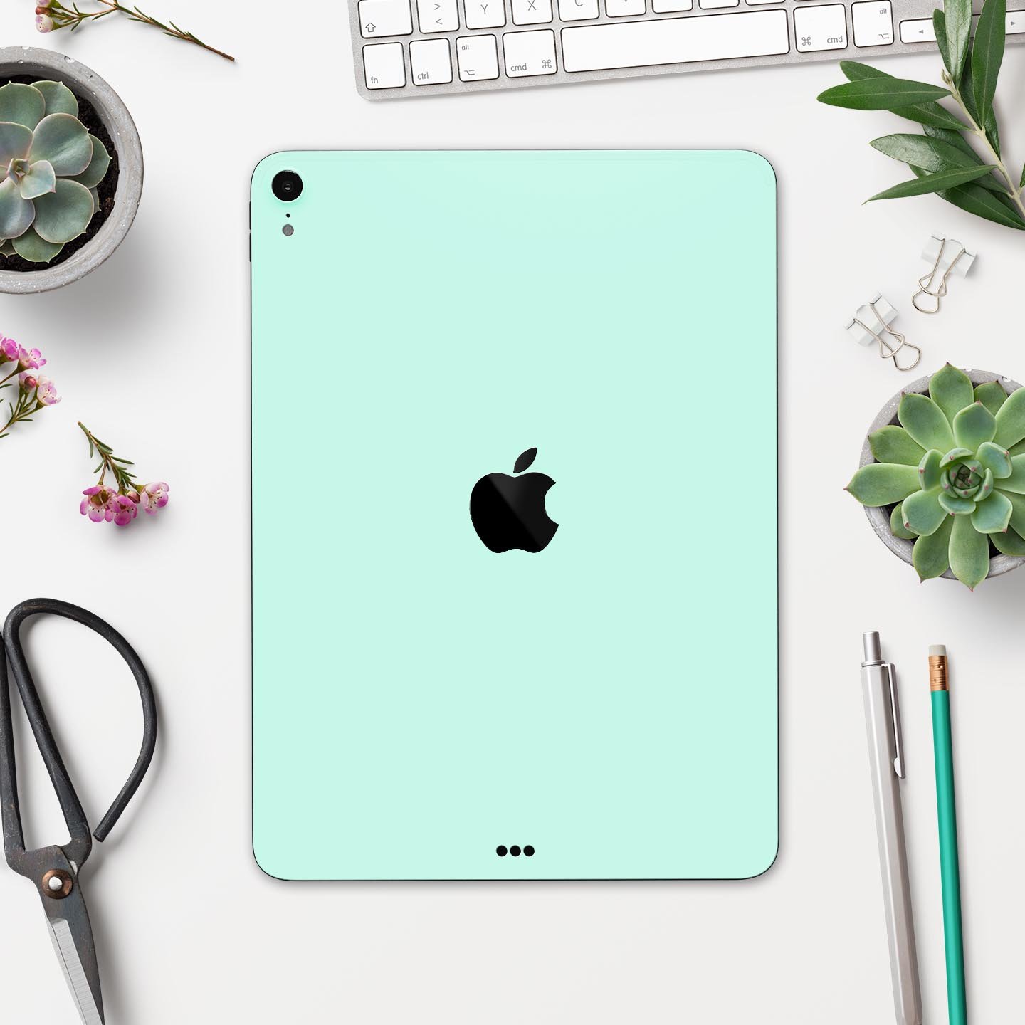 Subtle Solid Green Full Body Skin Decal for Apple iPad Pro, showcasing its sleek design and premium finish.