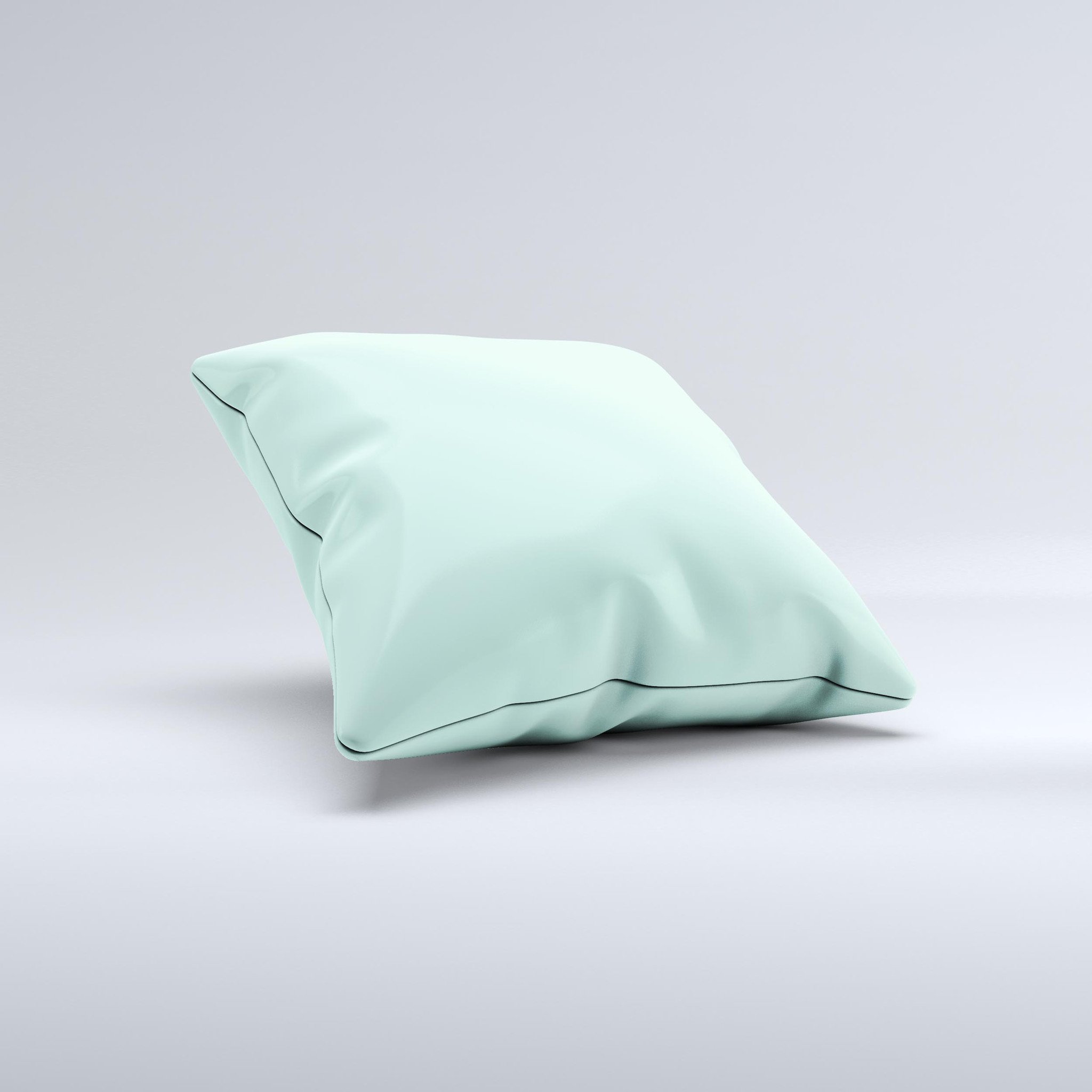 Subtle Solid Green Ink-Fuzed Decorative Throw Pillow with high thread count fabric and unique handmade design.