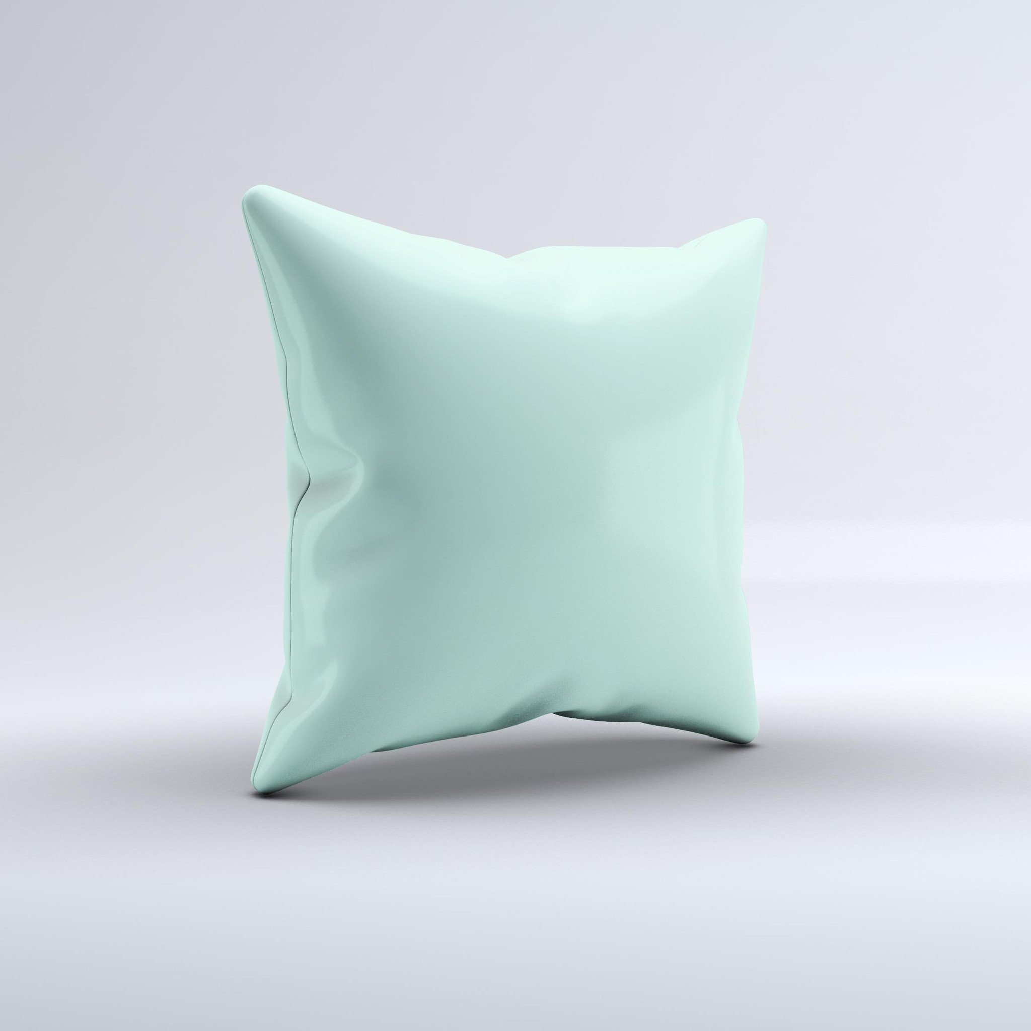 Subtle Solid Green Ink-Fuzed Decorative Throw Pillow with high thread count fabric and unique handmade design.