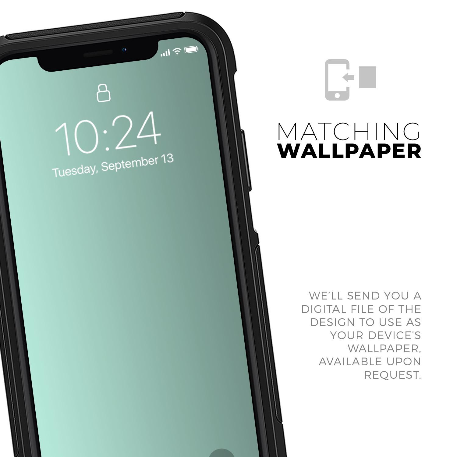 Subtle Solid Green Skin Kit for iPhone OtterBox Cases, showcasing its sleek design and premium quality materials.