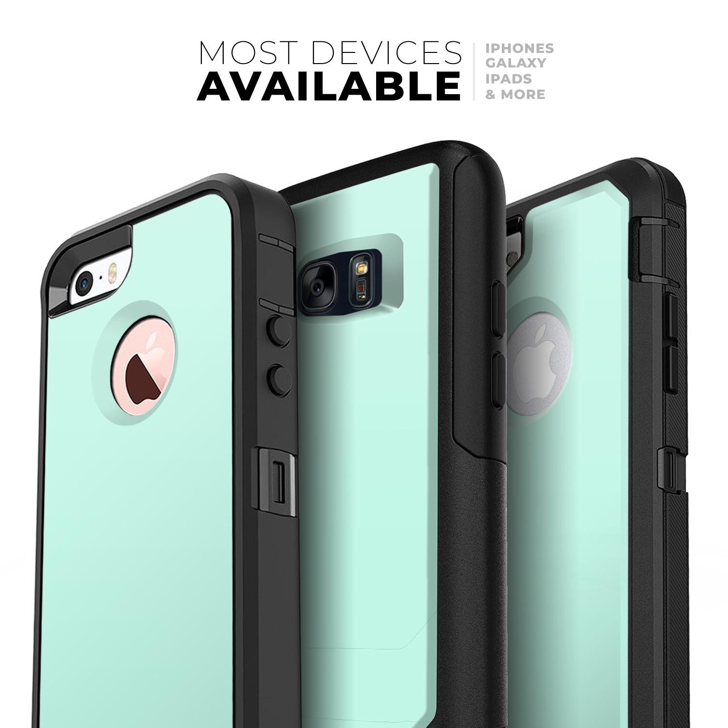 Subtle Solid Green Skin Kit for iPhone OtterBox Cases, showcasing its sleek design and premium quality materials.